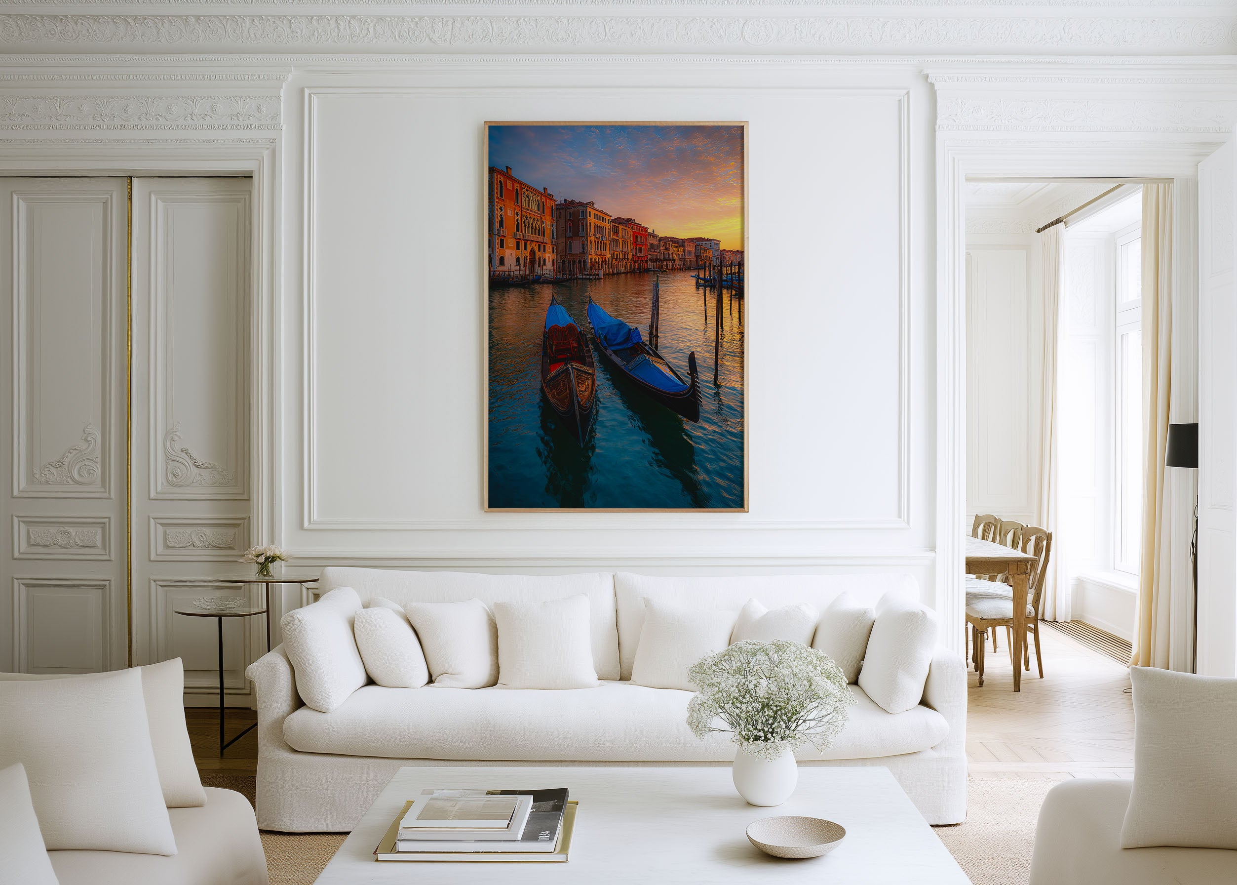 Venice Gondola Wall Art Print | Grand Canal Sunset Photography | Italy Cityscape Poster | Romantic Venice Travel Print | European Home Decor