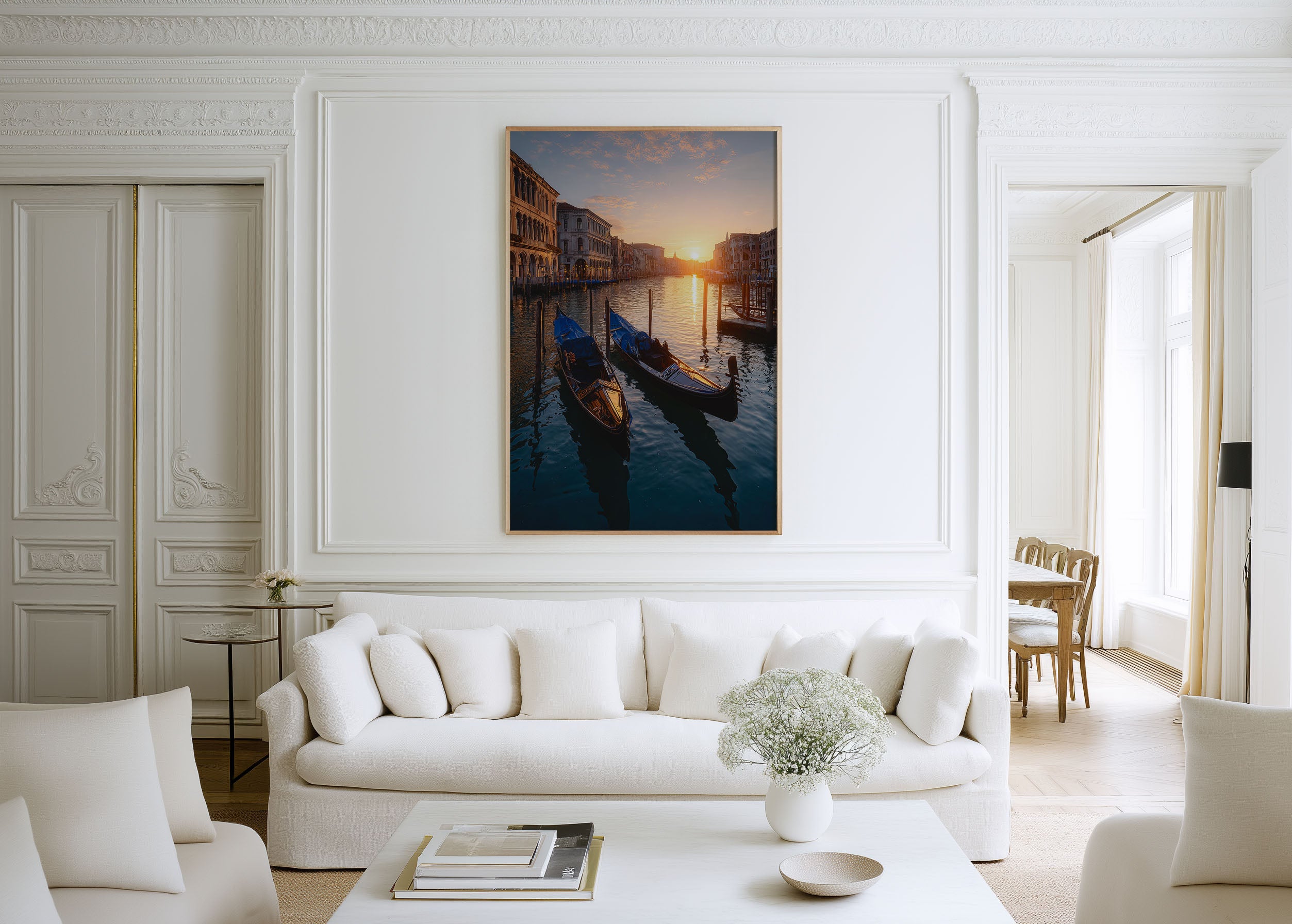 Venice Gondola Sunrise Wall Art Print | Grand Canal Dawn Photography | Italy Cityscape Poster | Romantic Venice Travel Print | European Home Decor