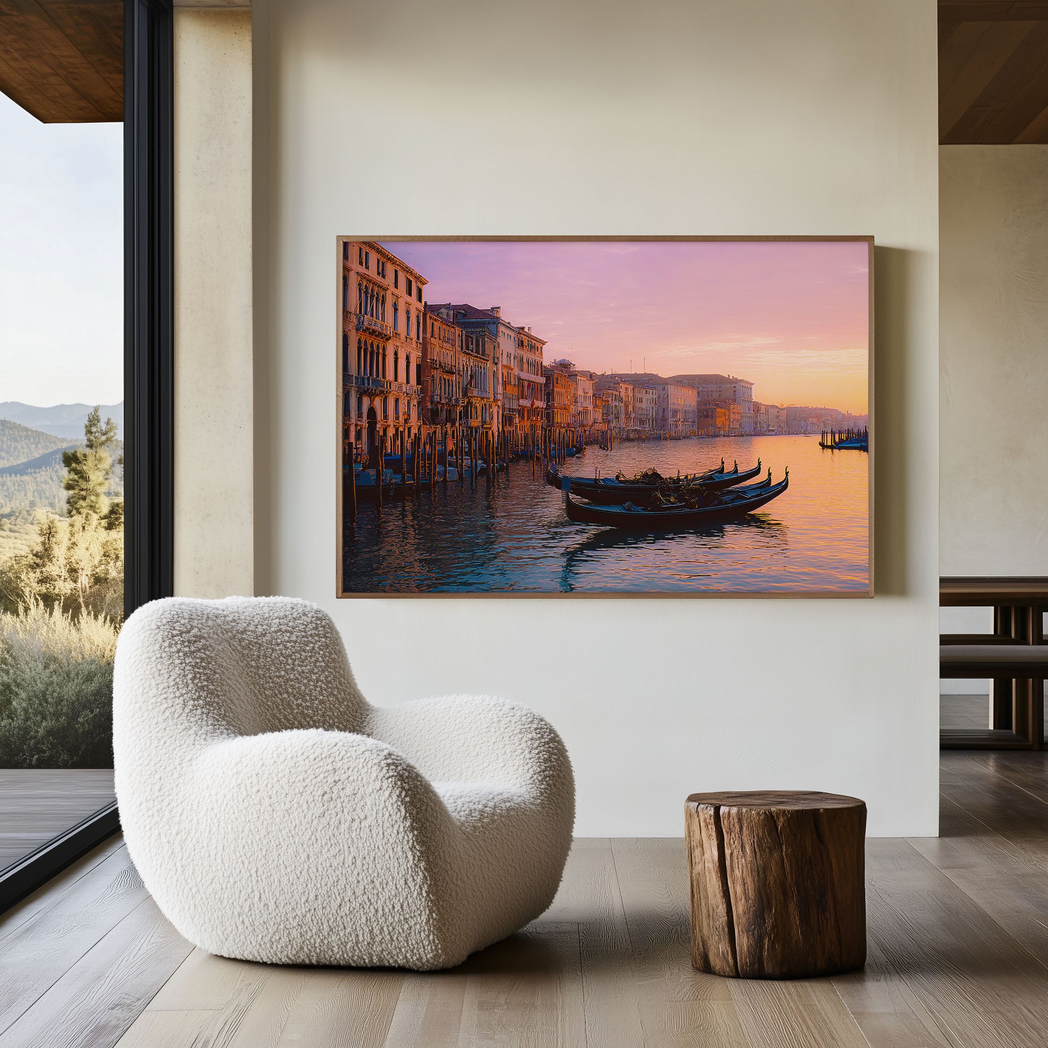 Venice Grand Canal Sunset Wall Art Print, Gondolas Venice Italy Romantic Cityscape