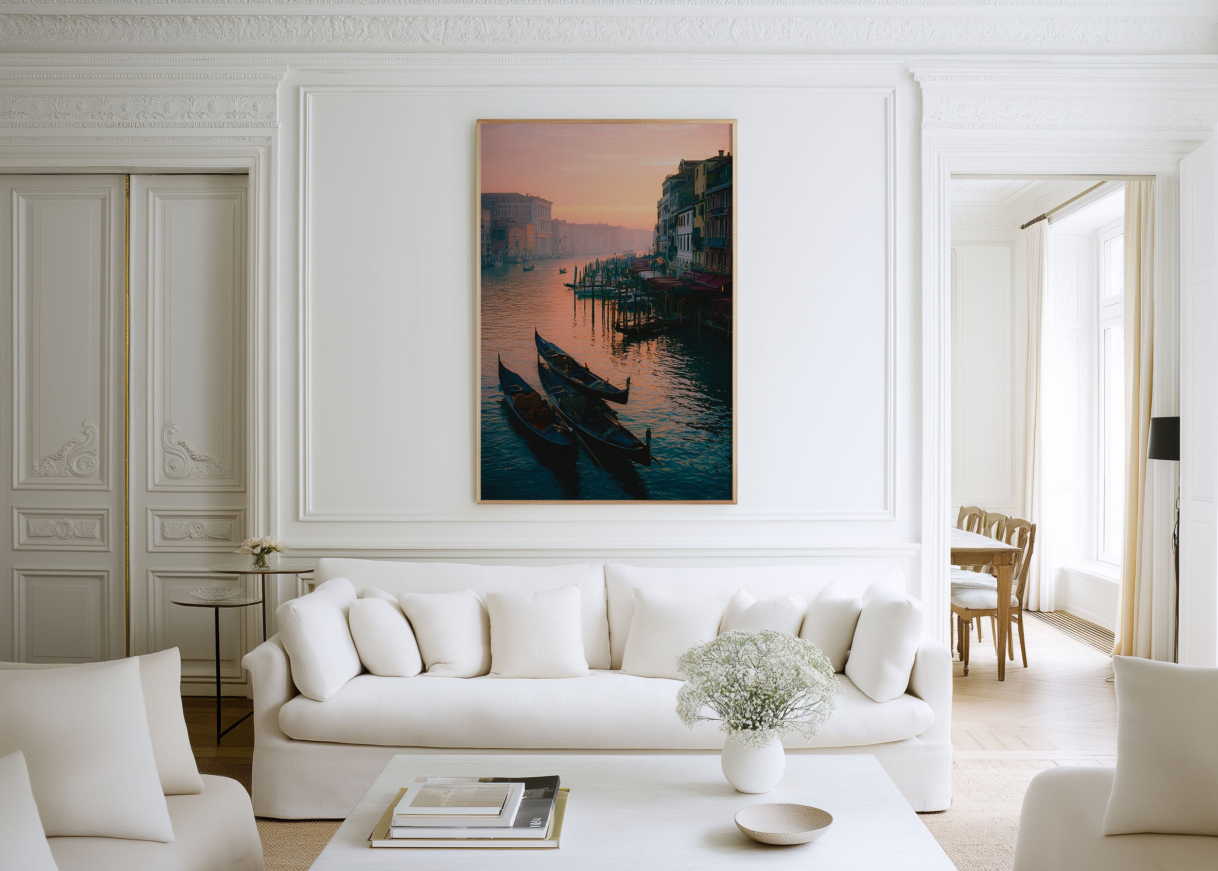 Venice Canal Wall Art | Grand Canal Sunset Gondola Print