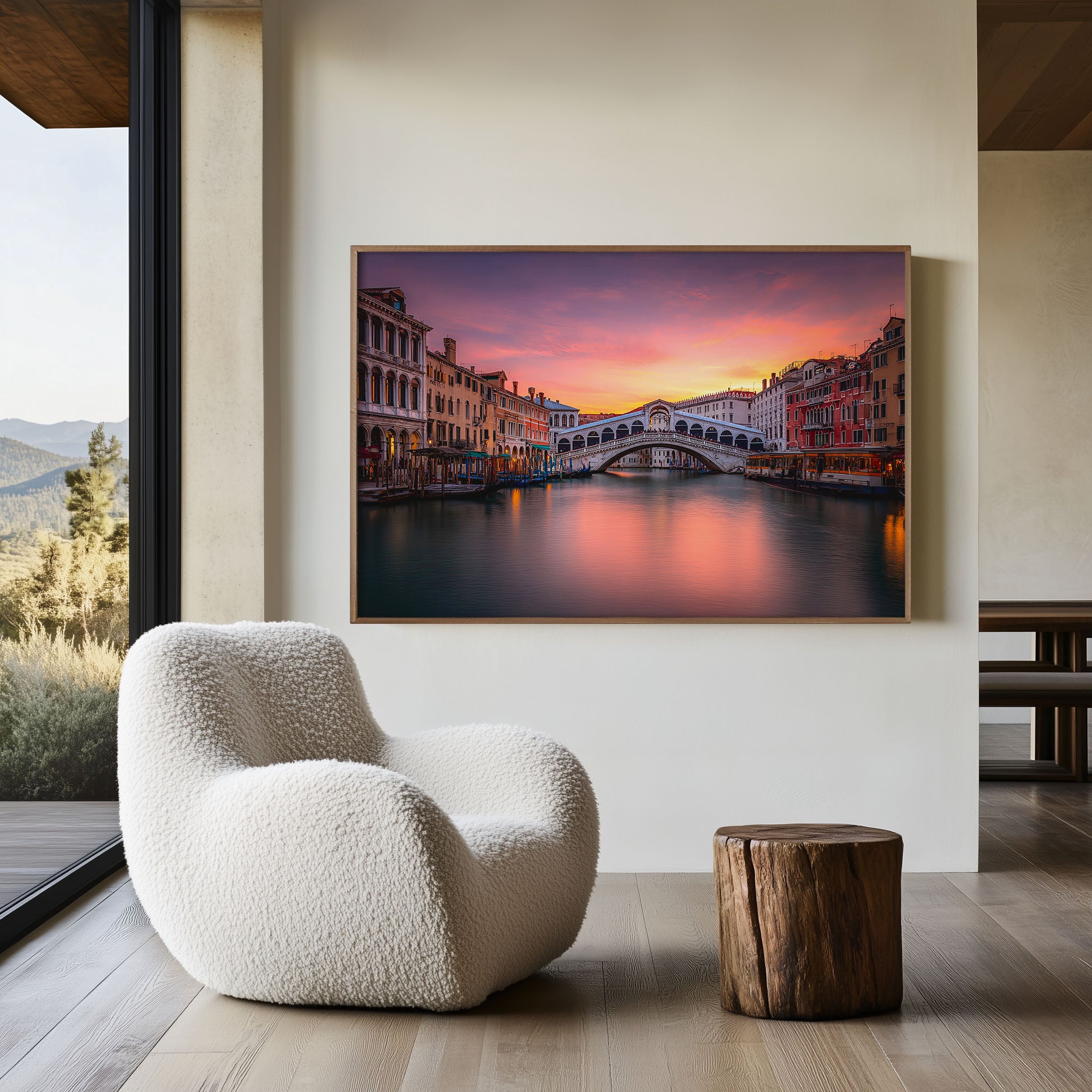 Rialto Bridge Venice Print – Sunset Canal Wall Art
