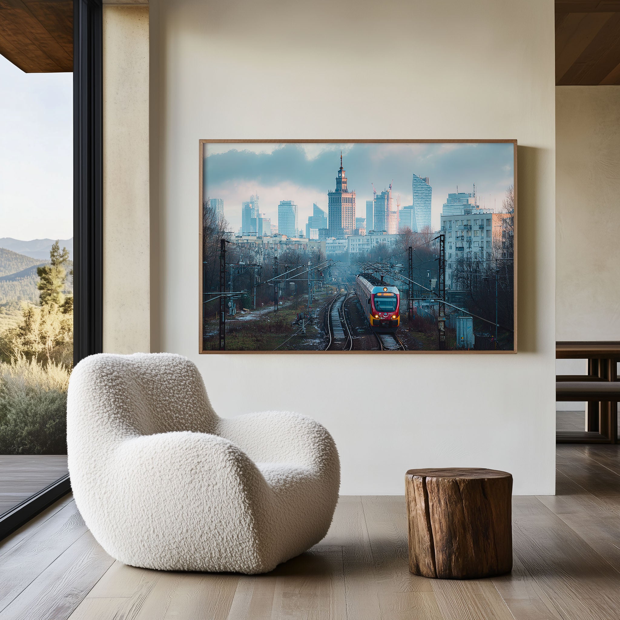 Warsaw Skyline Wall Art Print – Poland Cityscape Train