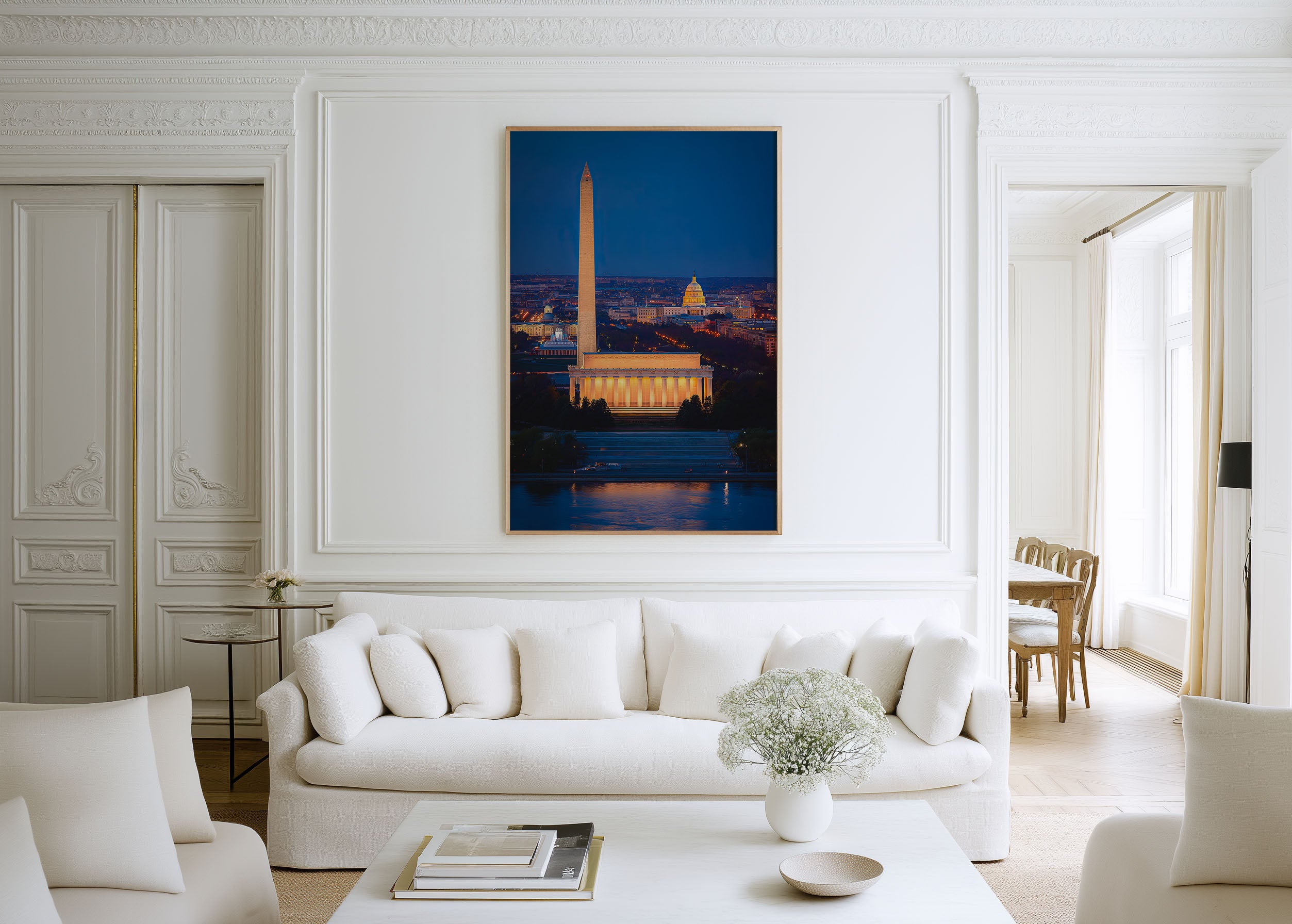 Washington D.C. Night Wall Art | Lincoln Memorial Washington Monument Capitol Print | City Lights Photography Poster