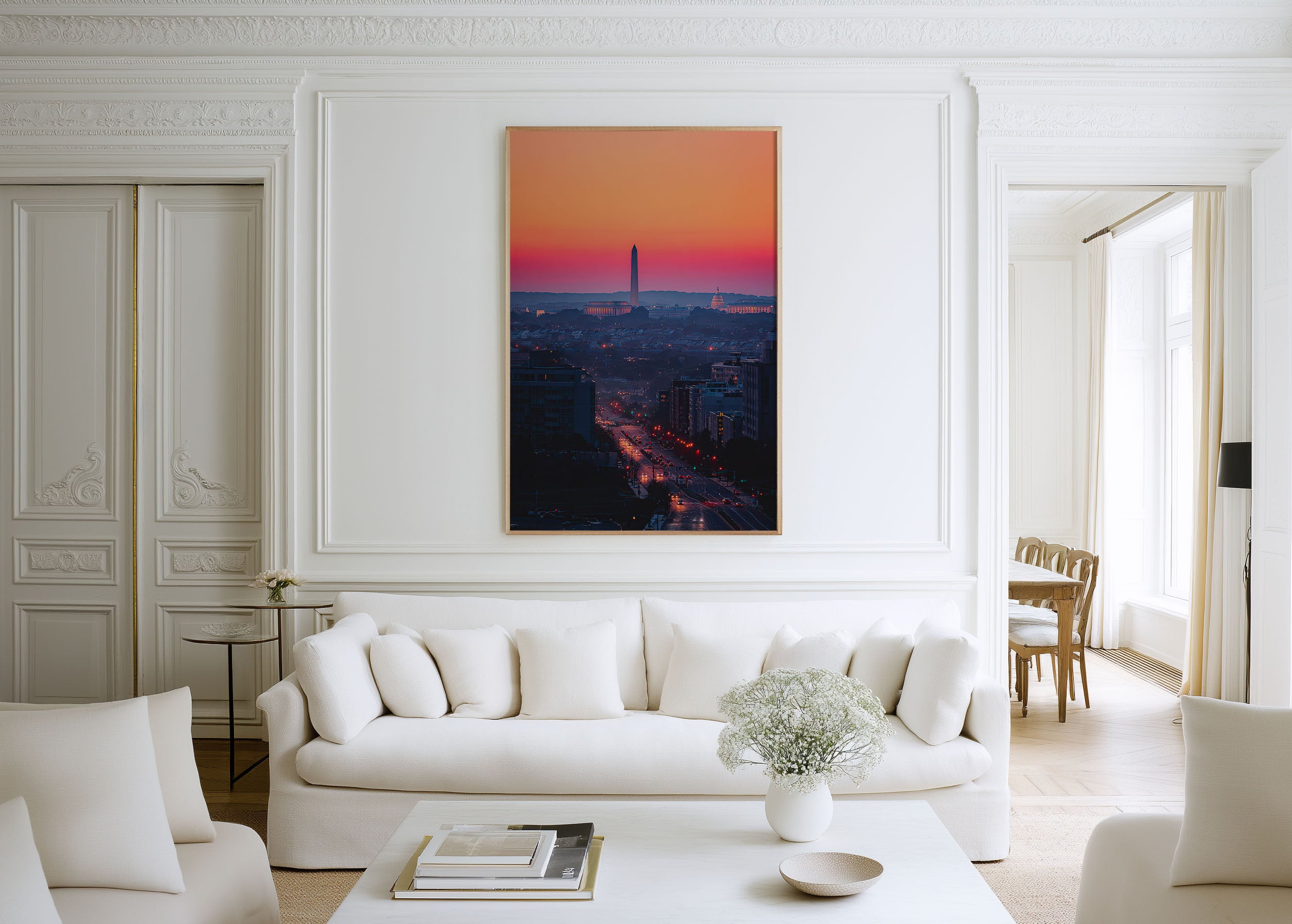 Washington D.C. Street Sunrise Wall Art | Washington Monument Capitol Lincoln Memorial Dawn Print | Travel Photography Poster