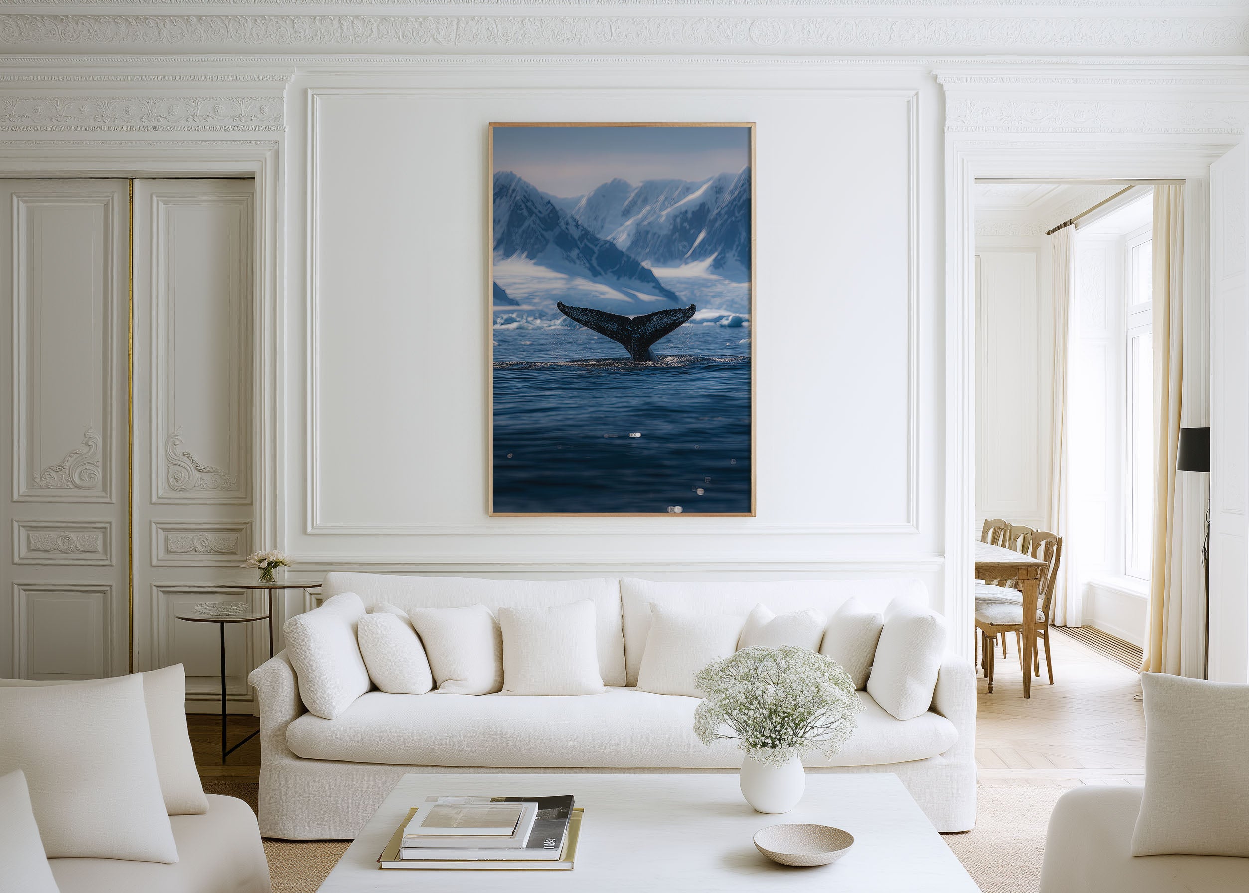 Whale Tail Ocean Wall Art – Minimalist Arctic Canvas Print, Coastal Nature Decor