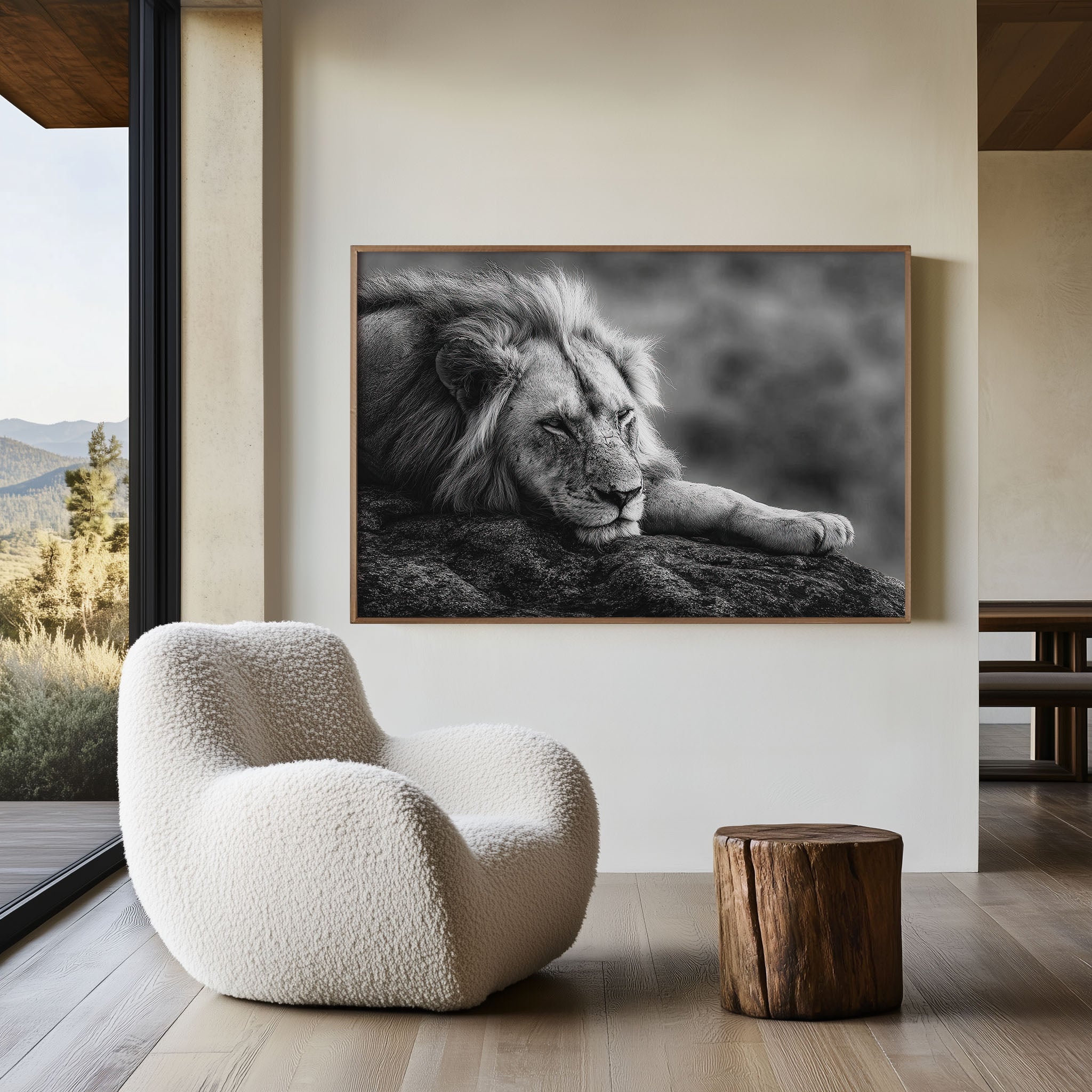 White Lion Black & White Wildlife Wall Art