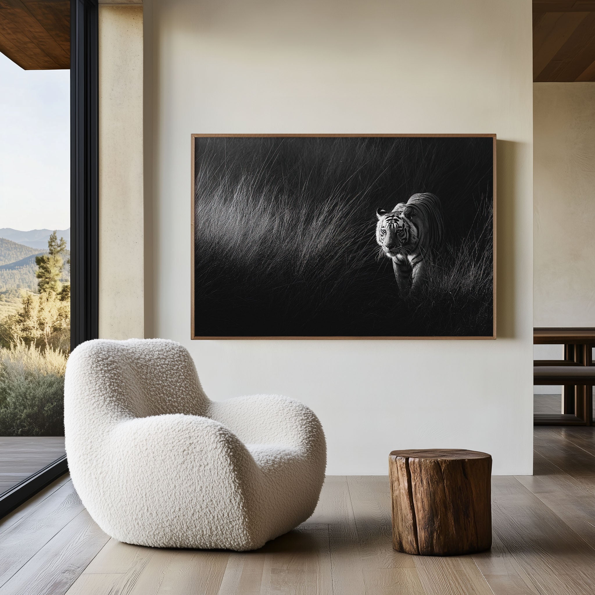White Tiger Black & White Wildlife Wall Art