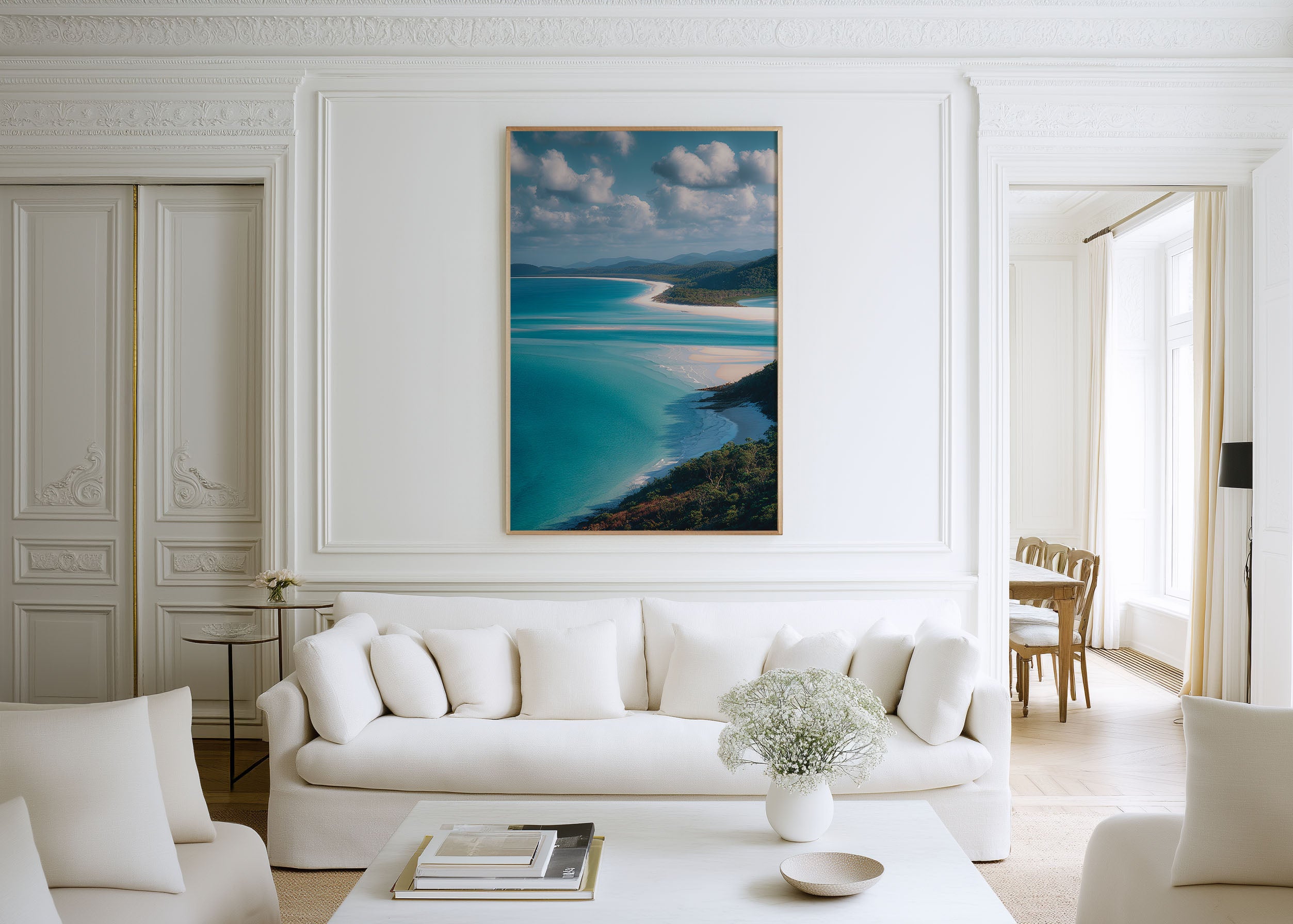 Whitehaven Beach Wall Art Print | Whitsundays Queensland Australia Aerial Silica Sand Photography | Great Barrier Reef Travel Poster | Coastal Home Decor
