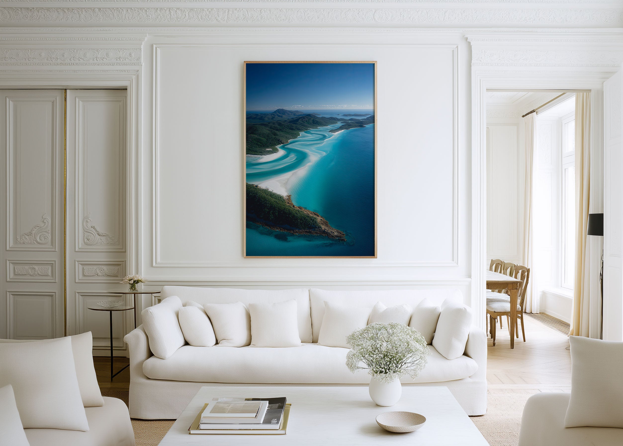 Whitsunday Islands Wall Art – Turquoise Ocean Aerial Canvas Print, Whitehaven Beach Australia Decor