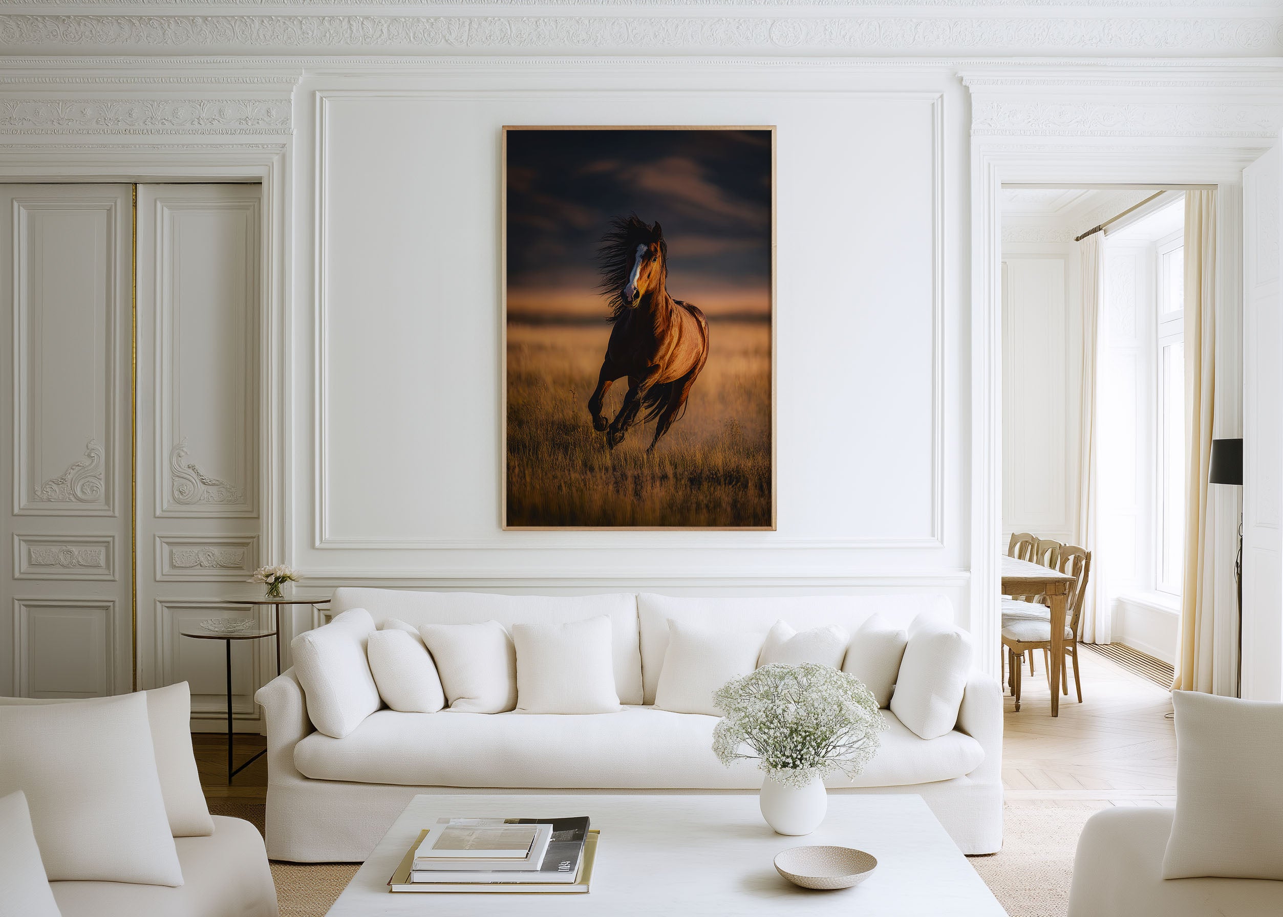 Wild Horse Wall Art Print | Running Mustang Photography | Western Wildlife Poster | Equestrian Home Decor | Bold Animal Nature Print