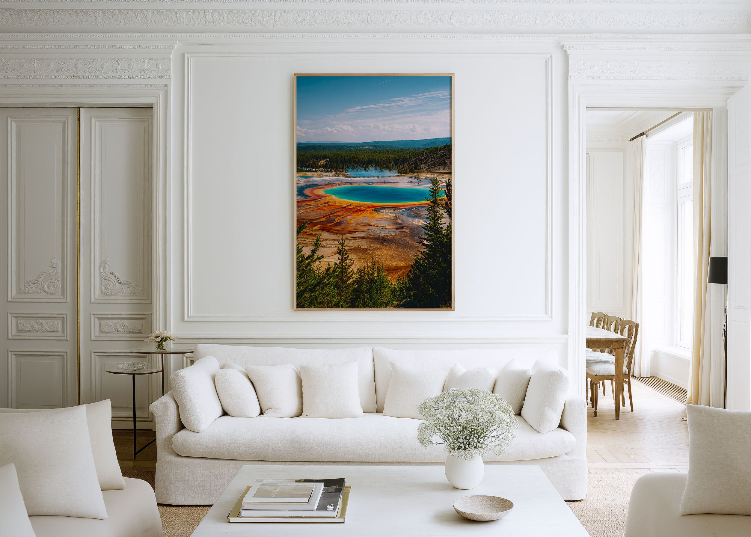 Yellowstone Hot Spring Wall Art | Grand Prismatic Colorful Landscape Print
