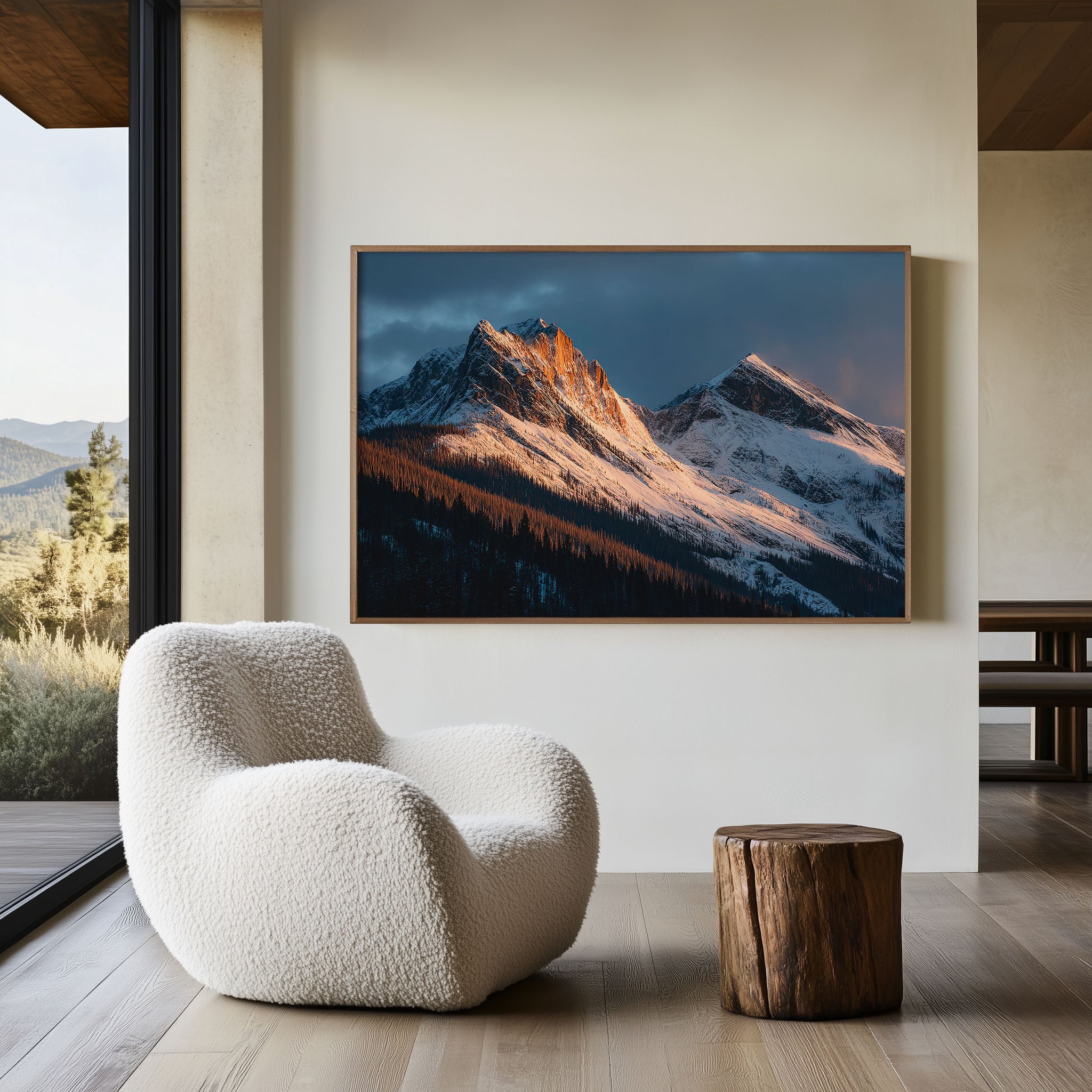 Yoho Mountains Wall Art – Alpenglow Sunrise Rocky Mountains Print, British Columbia Canada Snow Peak Landscape Decor