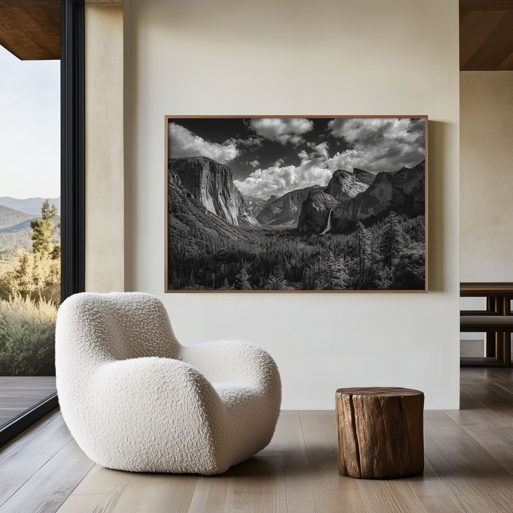 Yosemite Valley Black & White Wall Art Print