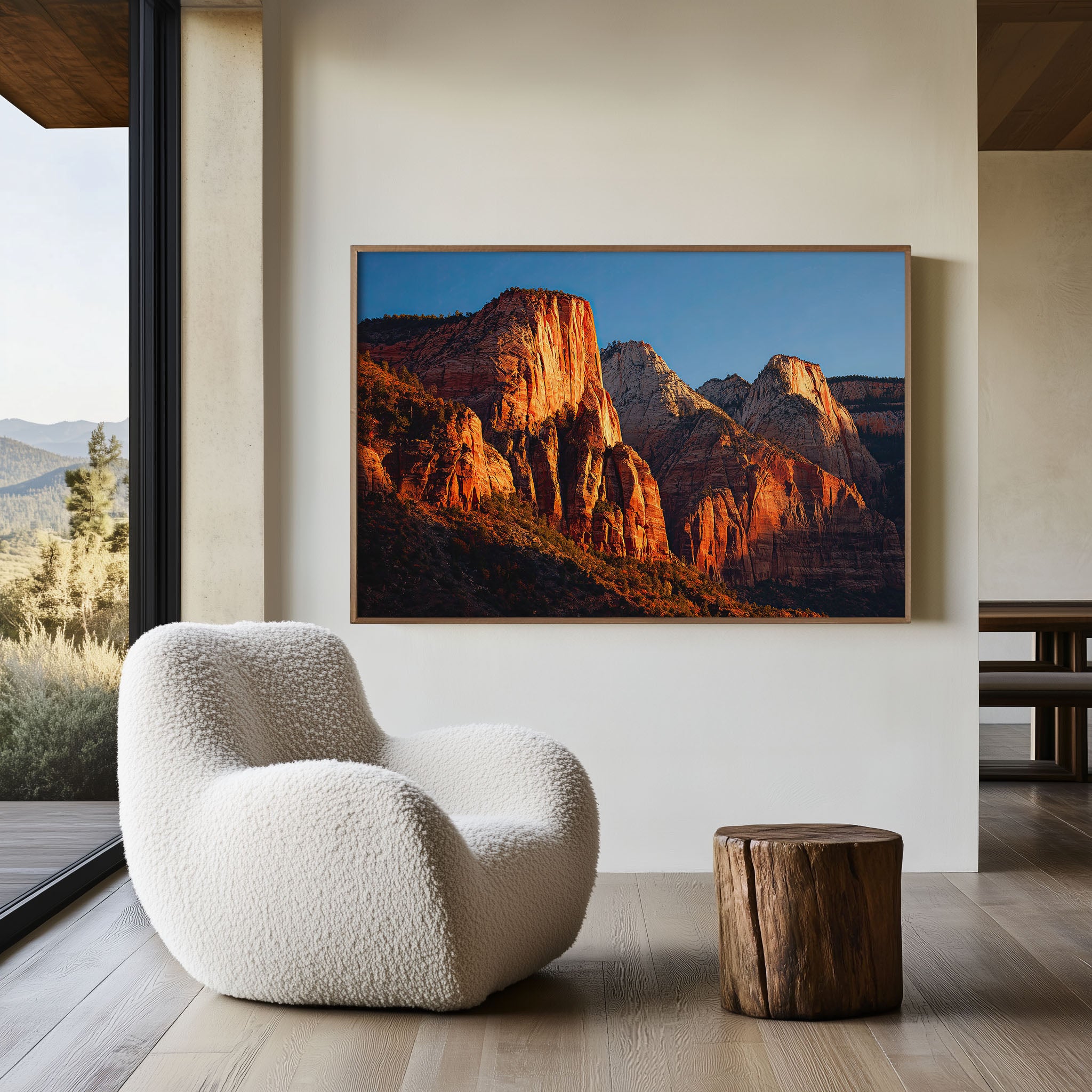Zion Canyon Sunrise Wall Art Print – Utah Red Rock Mountain Landscape