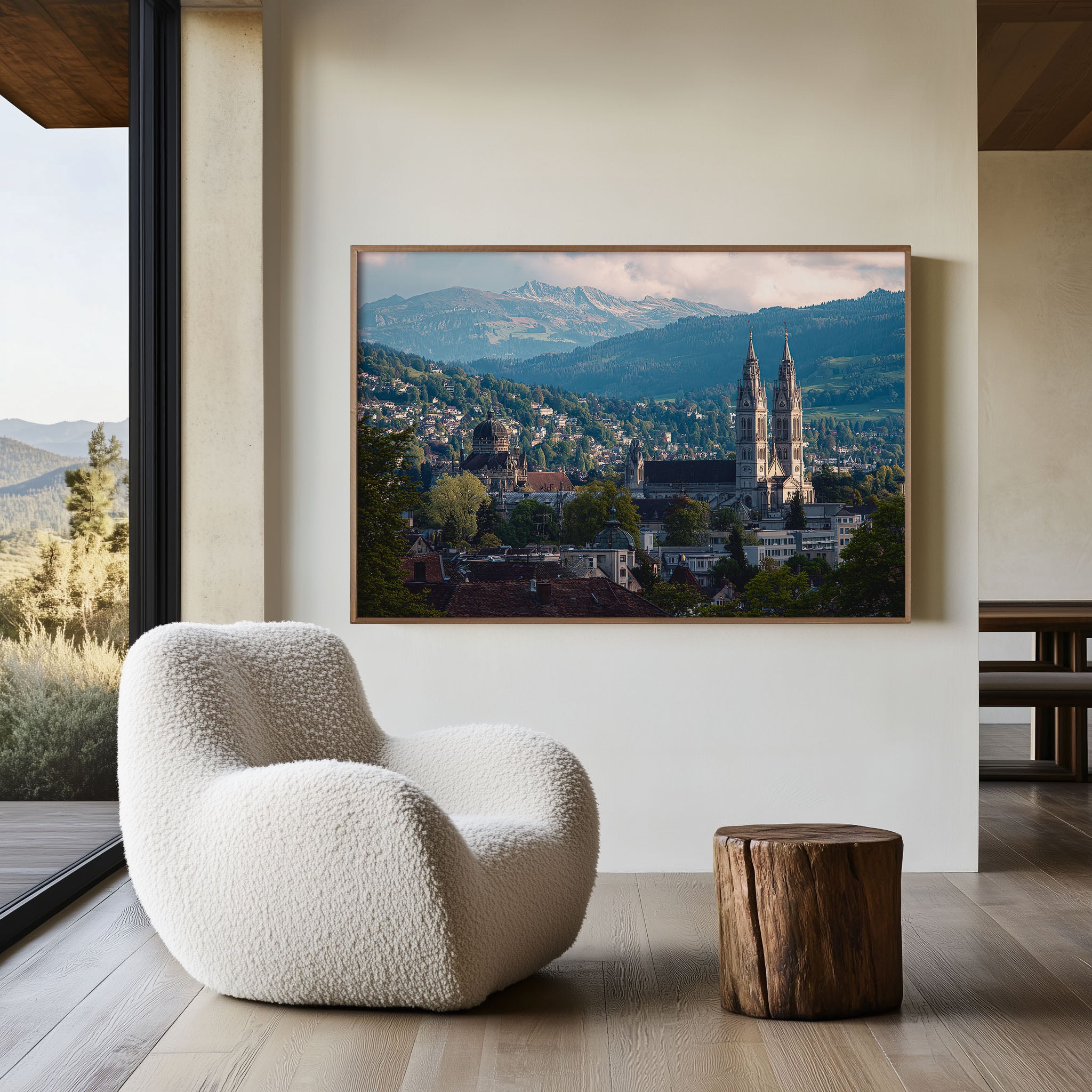Zurich Old Town Cathedral Wall Art Print – Switzerland Historic Skyline