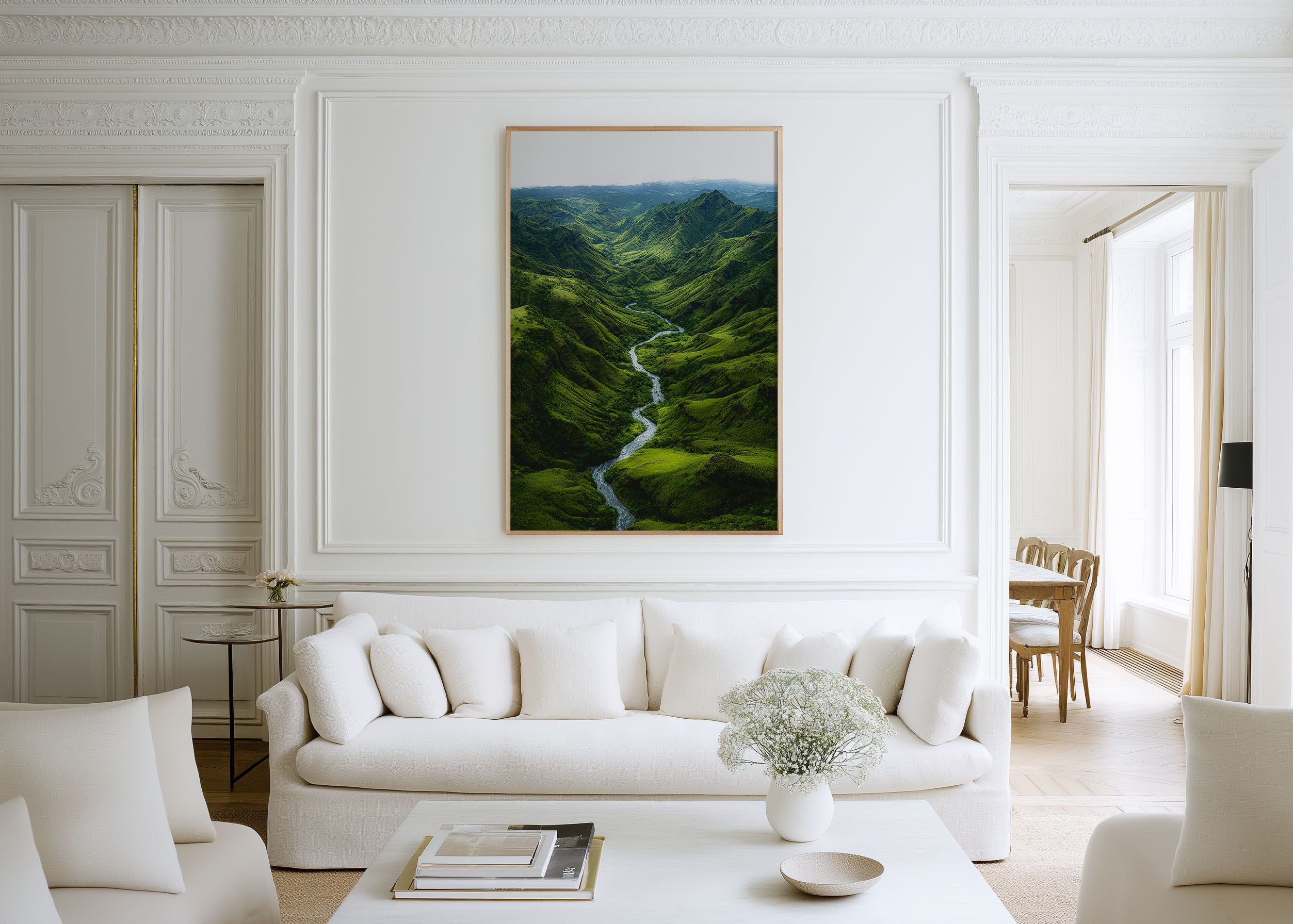 Kauai Hawaii River Valley Print | Aerial Green Canyon Wall Art | Tropical Jungle Photography