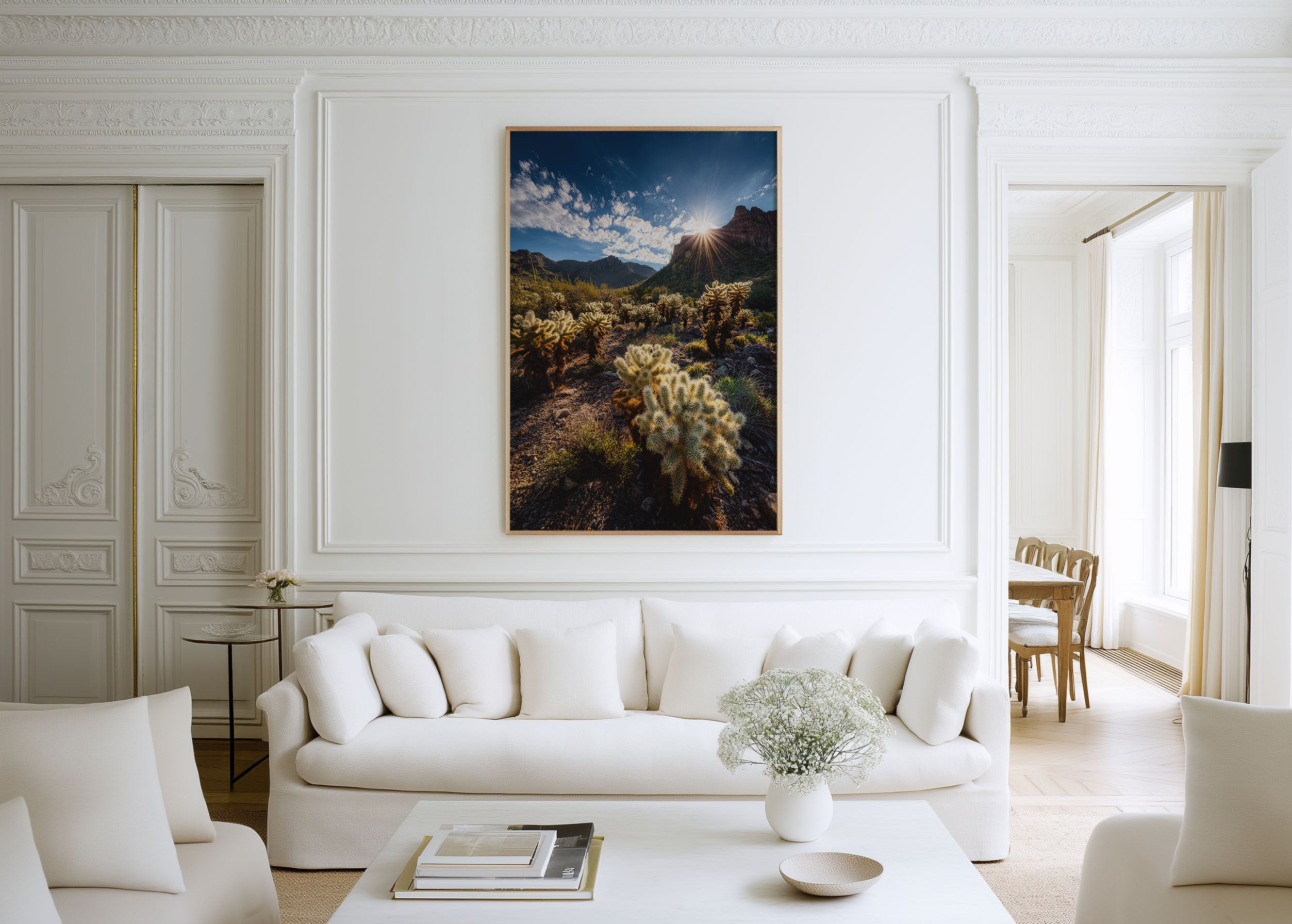 Arizona Desert Print | Cholla Cactus Sunburst Wall Art | Sonoran Desert Landscape | Southwest Photography Poster