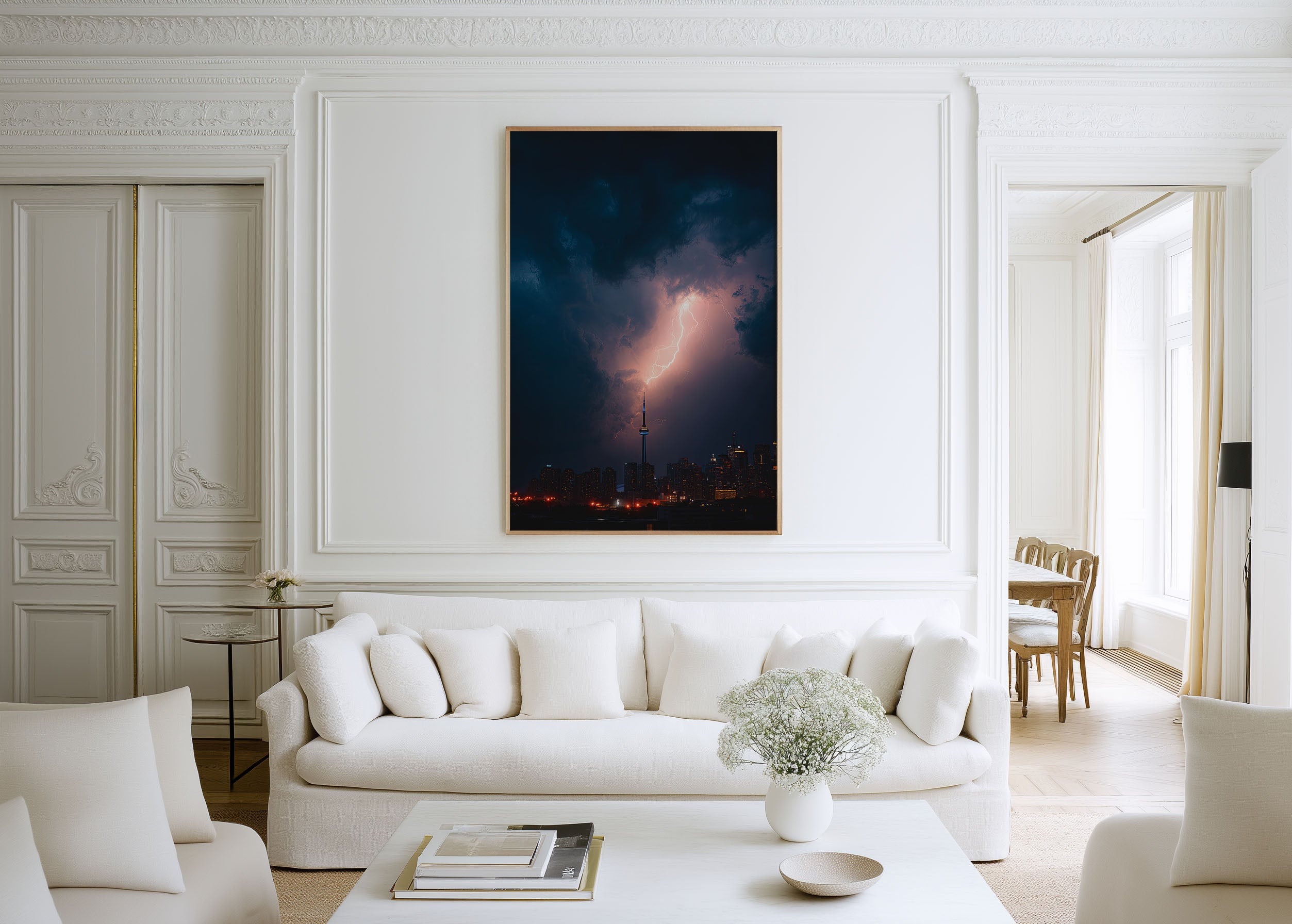CN Tower Lightning Strike Toronto Print | Toronto Skyline Storm Wall Art | Toronto Thunderstorm Night Cityscape Photography Poster