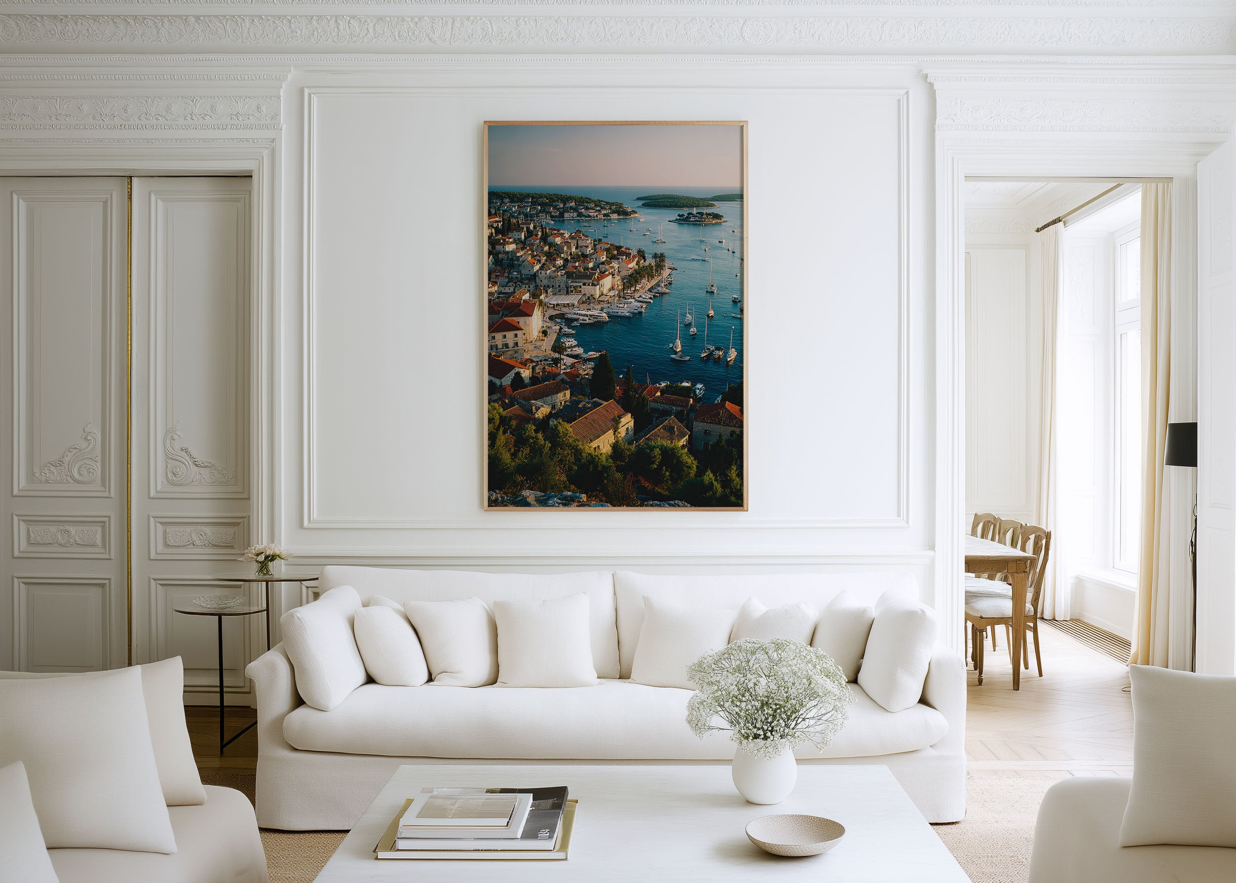 Hvar Harbour Wall Art Print | Croatia Dalmatian Island Photography | Adriatic Yacht Marina Aerial Poster | Mediterranean Travel Print | Coastal Luxury Home Decor