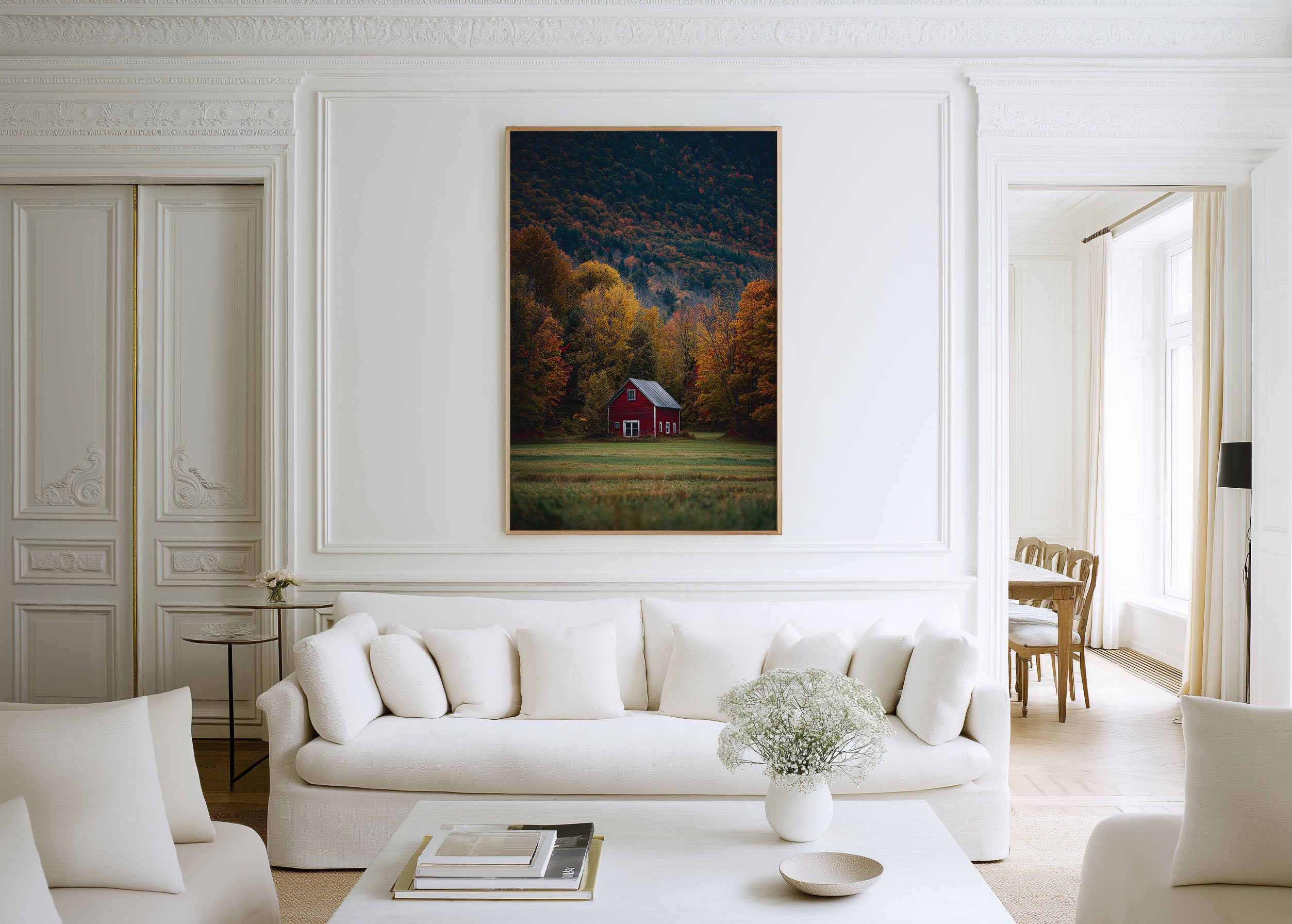 Vermont Red Barn Wall Art Print | New England Fall Foliage Photography | Autumn Landscape Poster | Farmhouse Home Decor | USA Nature Print
