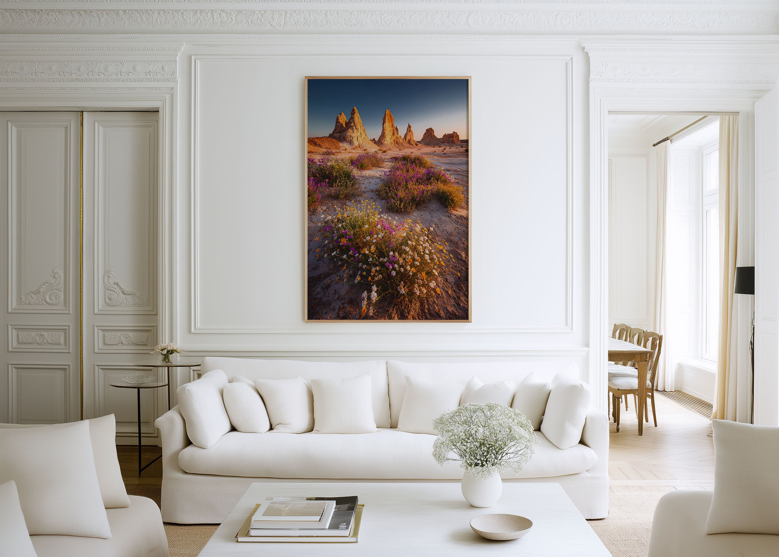 Trona Pinnacles Desert Wildflower Bloom Print | Mojave Desert Super Bloom Wall Art | California Desert Wildflowers Landscape Photography Poster