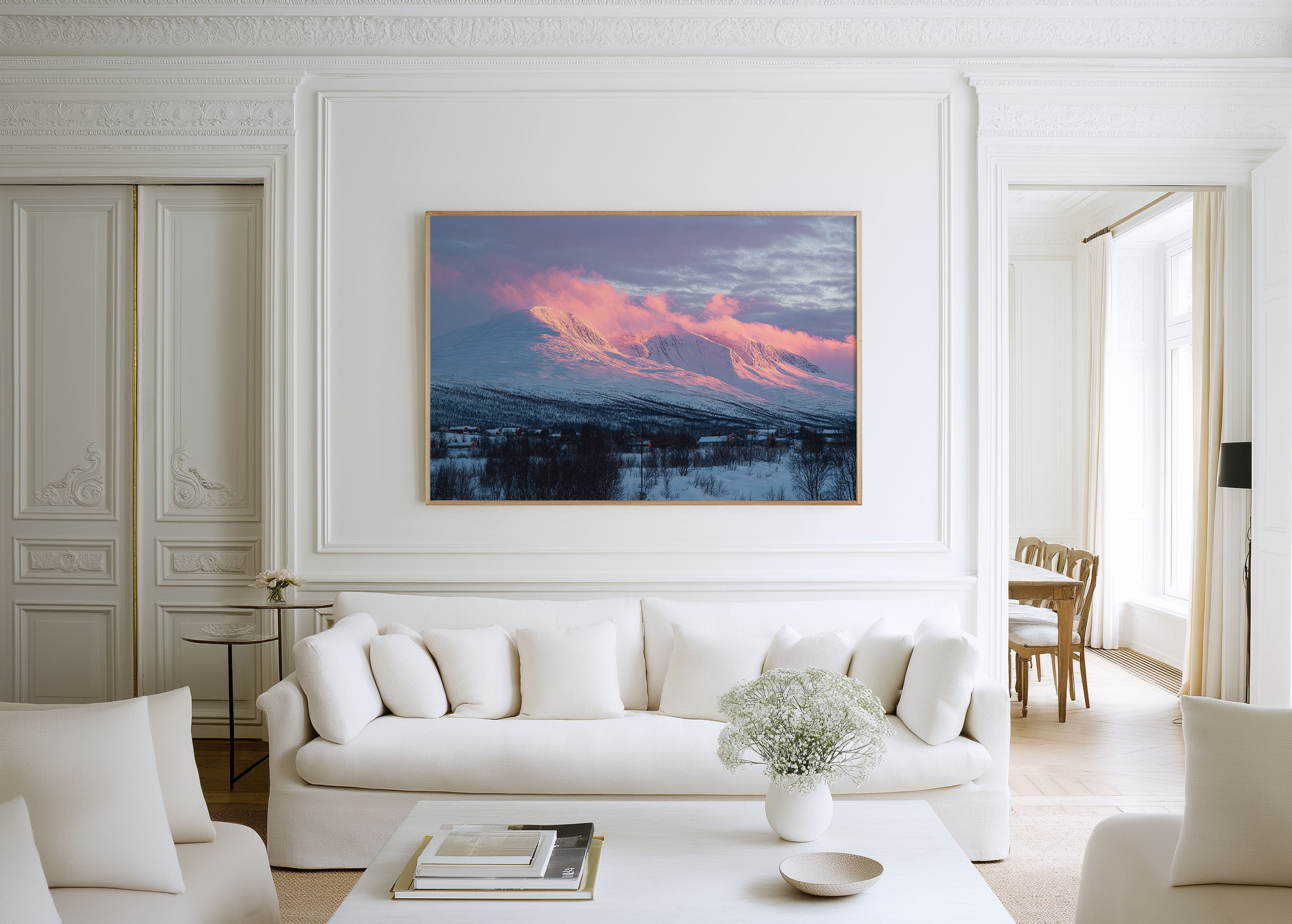 Abisko Sweden Arctic Winter Print | Pink Mountain Sunrise Wall Art