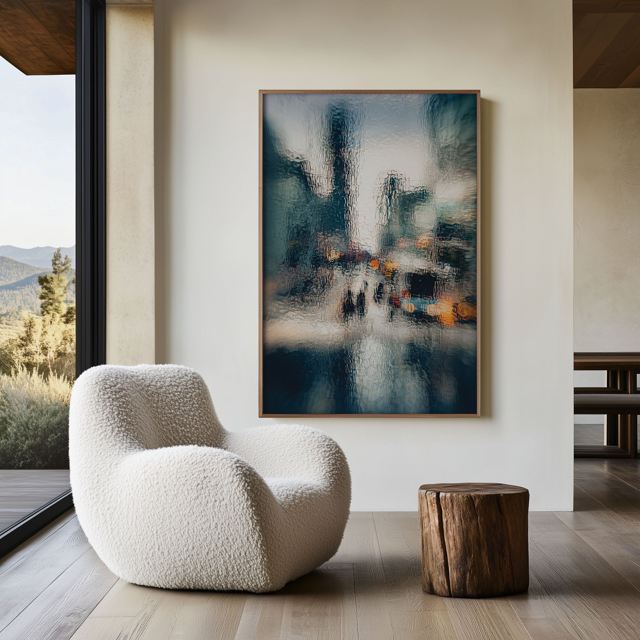 Abstract City Blur Wall Art – Modern Urban Canvas Print, Contemporary Home Decor