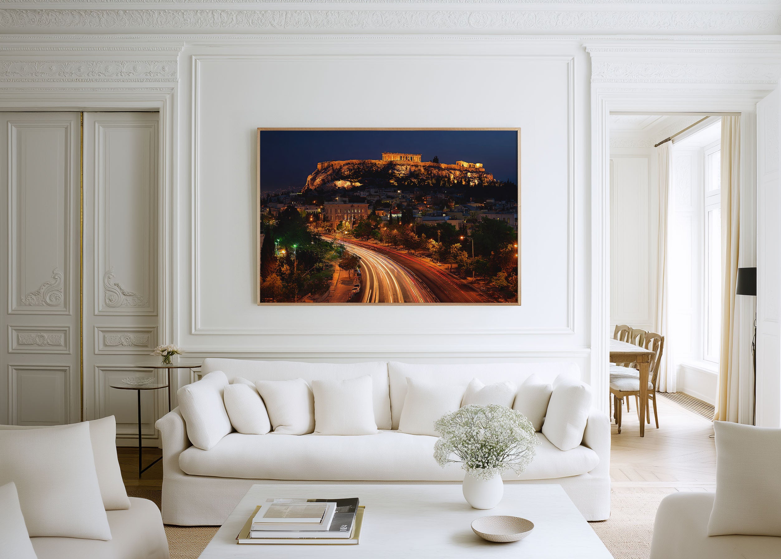 Acropolis Athens Night Wall Art Print, Greece Parthenon Cityscape