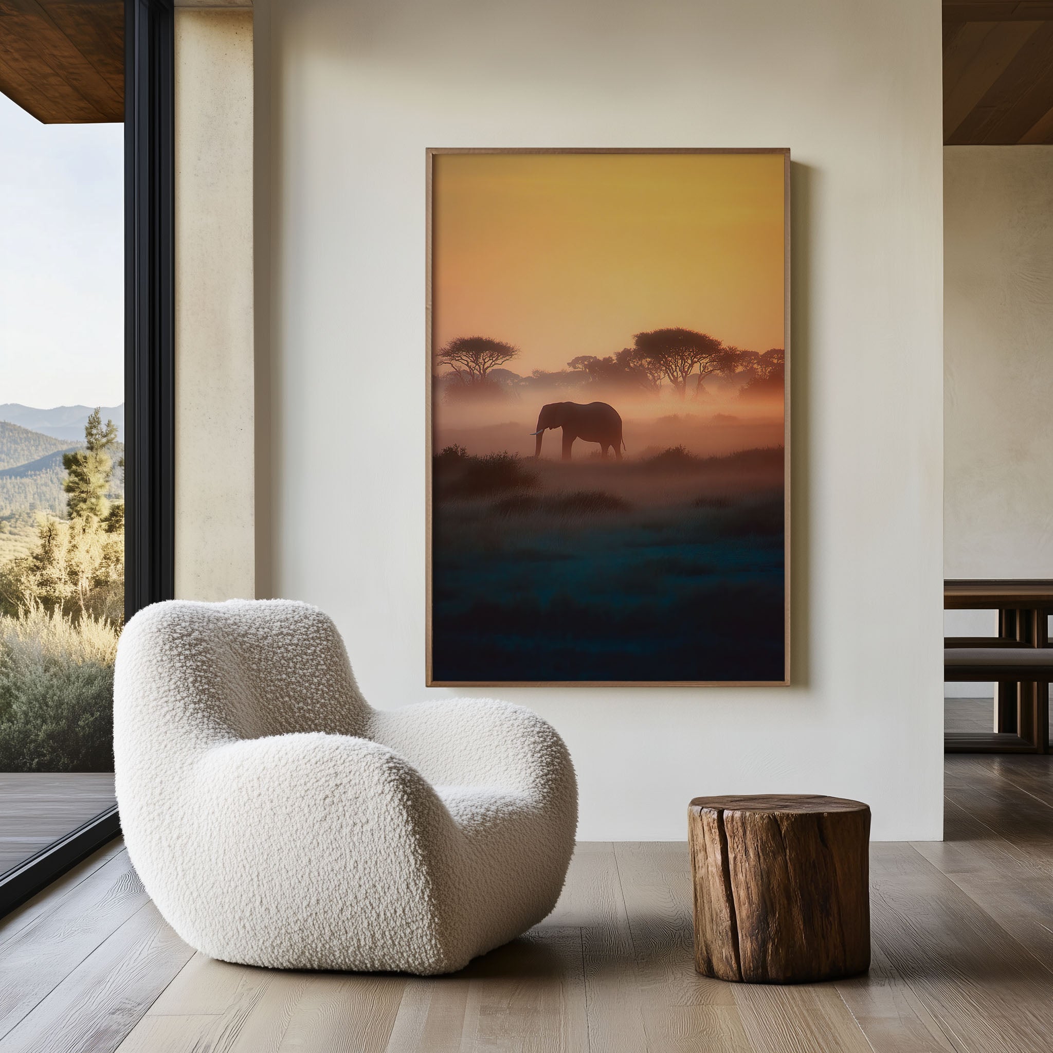 African Elephant Sunrise Canvas Print – Safari Wildlife Wall Art