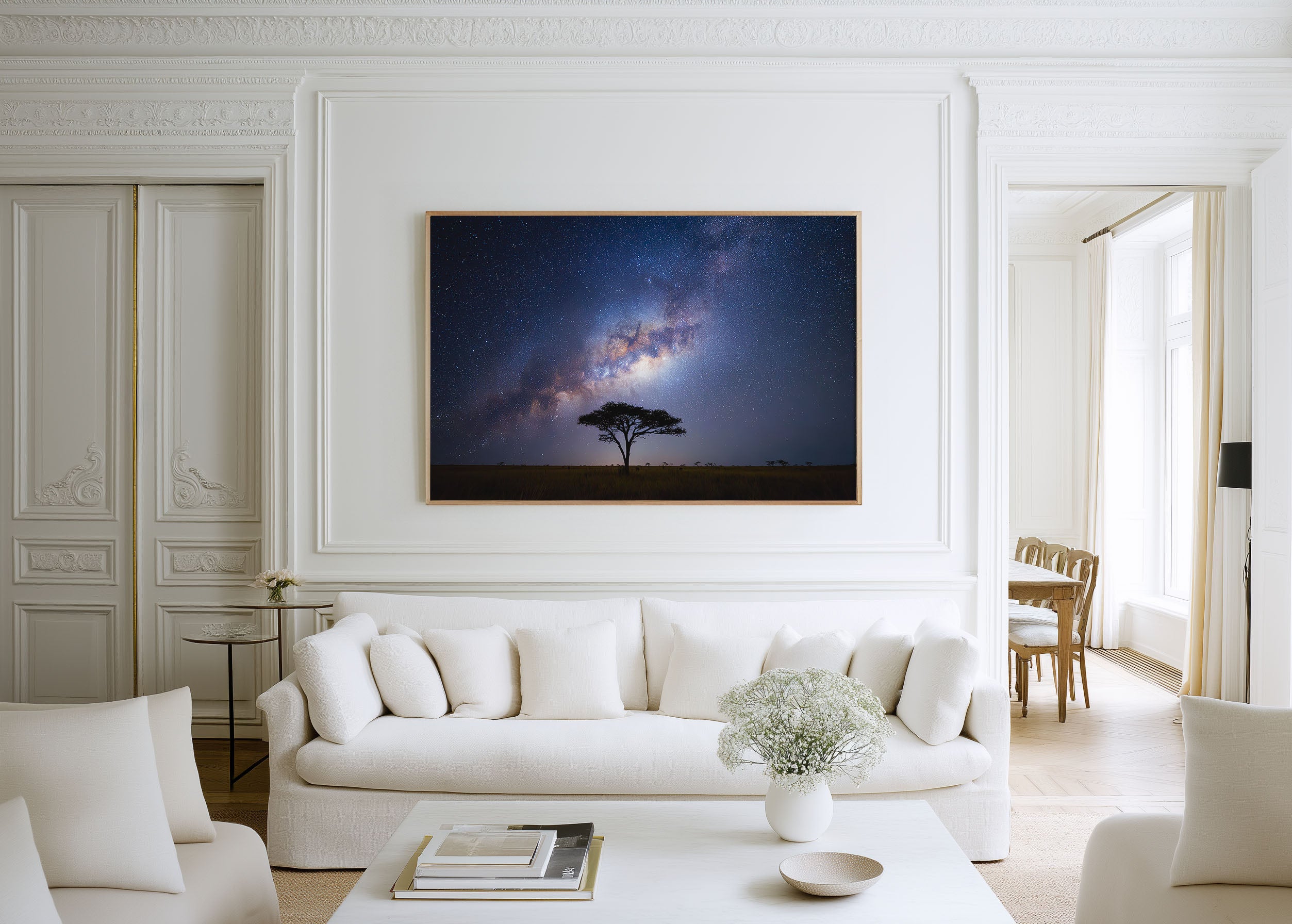 African Milky Way Lone Tree Wall Art – Night Sky Landscape Print