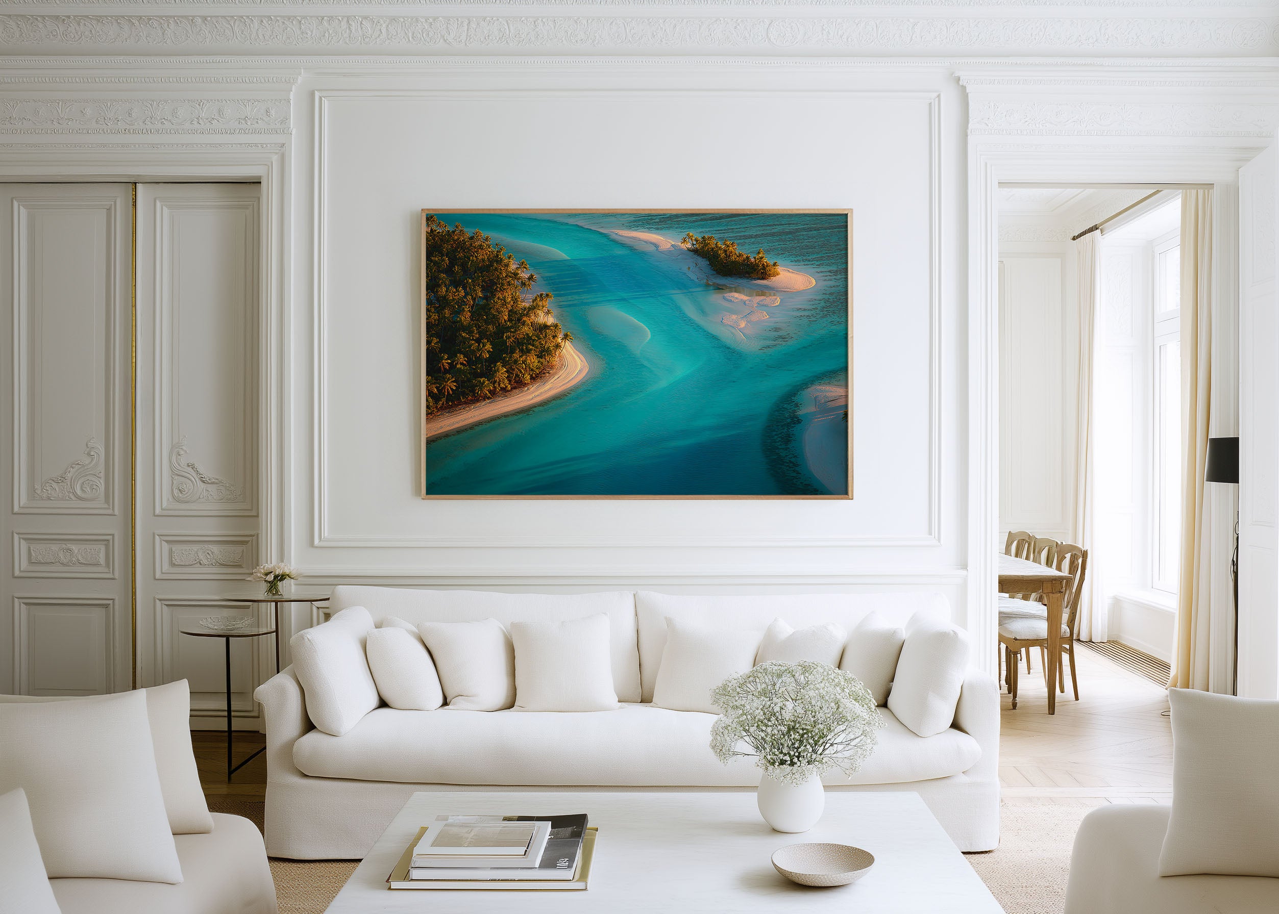 Aitutaki Lagoon Wall Art Print – Cook Islands Tropical Aerial