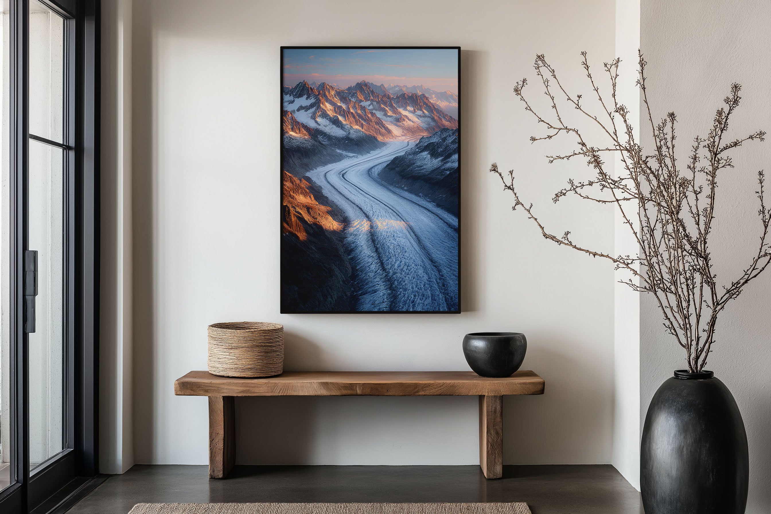 Aletsch Glacier Aerial Wall Art Print | Swiss Alps Switzerland Photography | Europe's Largest Glacier Sunrise Poster