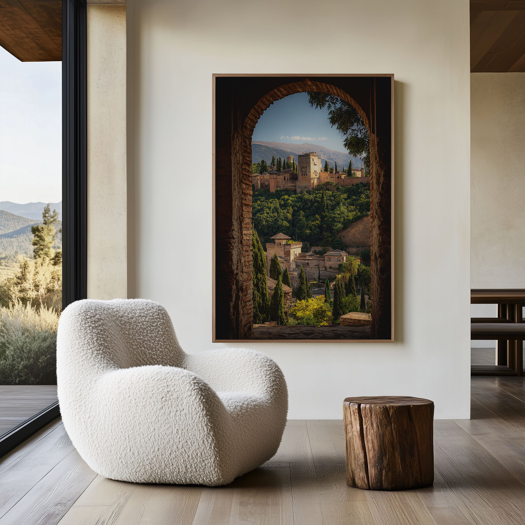 Alhambra Arch View Wall Art – Spanish Architecture Canvas Print, Timeless Travel Landscape Decor