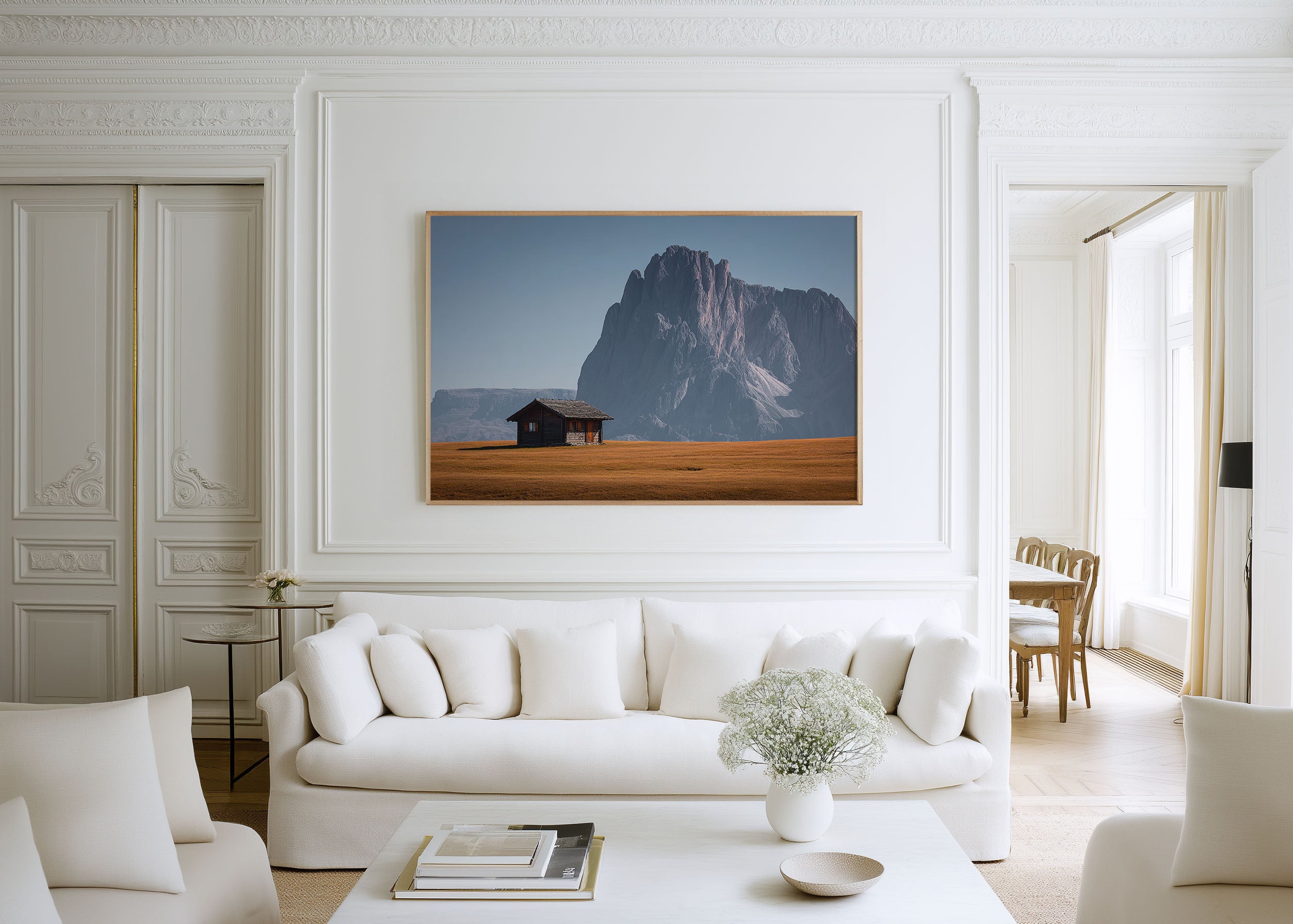 Alpe di Siusi Lonely Hut Wall Art Print – Dolomites Italy Mountain Landscape
