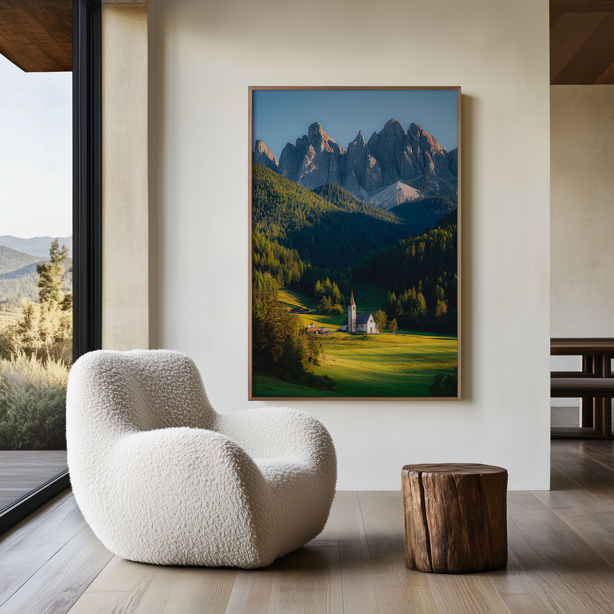 Alpine Church at Dawn – Dolomites Italy Wall Art Print | Framed Photography Poster | Mountain Landscape Decor