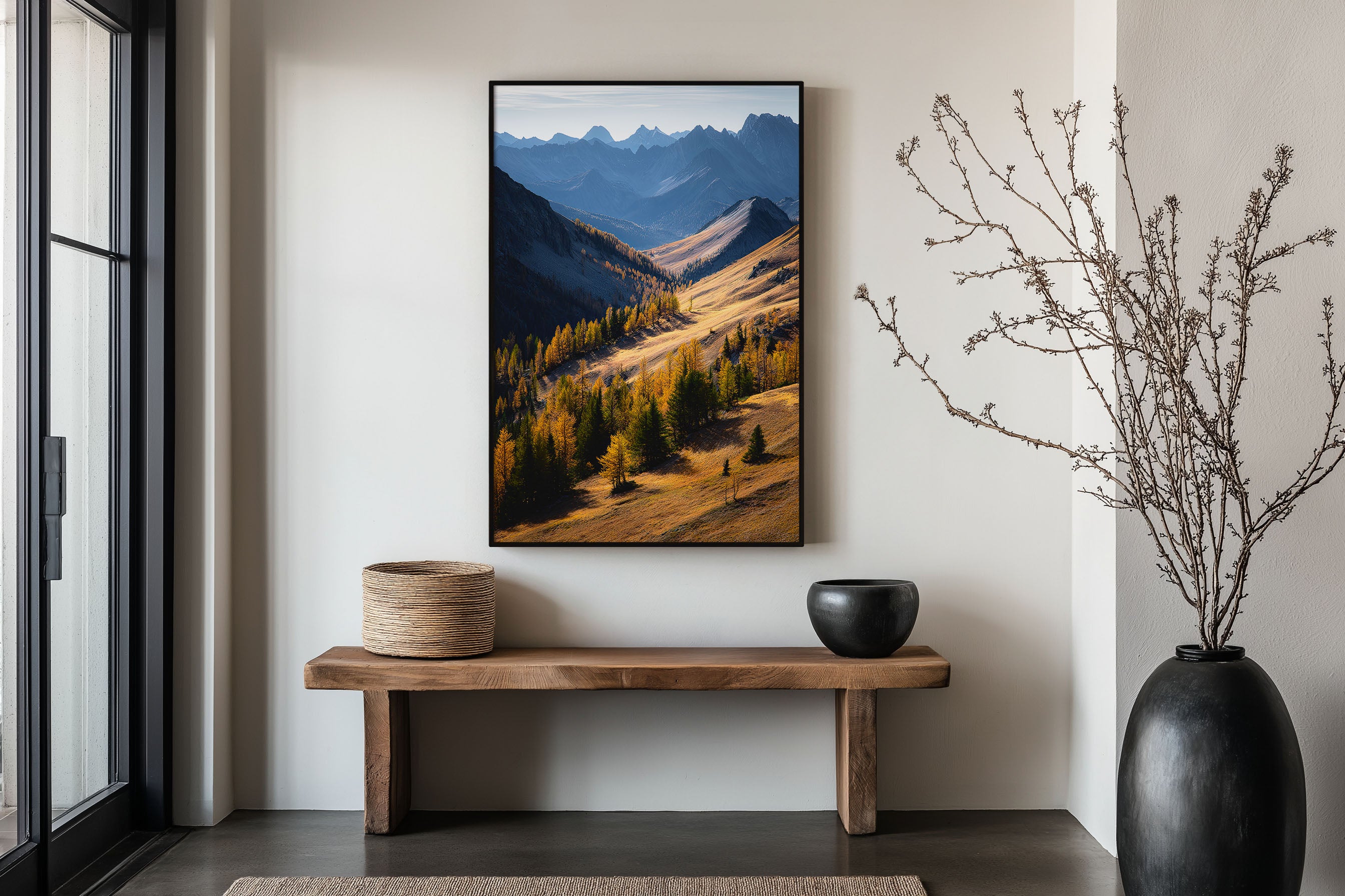 Dolomites Autumn Larch Valley Wall Art Print | Italy Alpine Golden Forest Photography | South Tyrol Mountain Layers Poster
