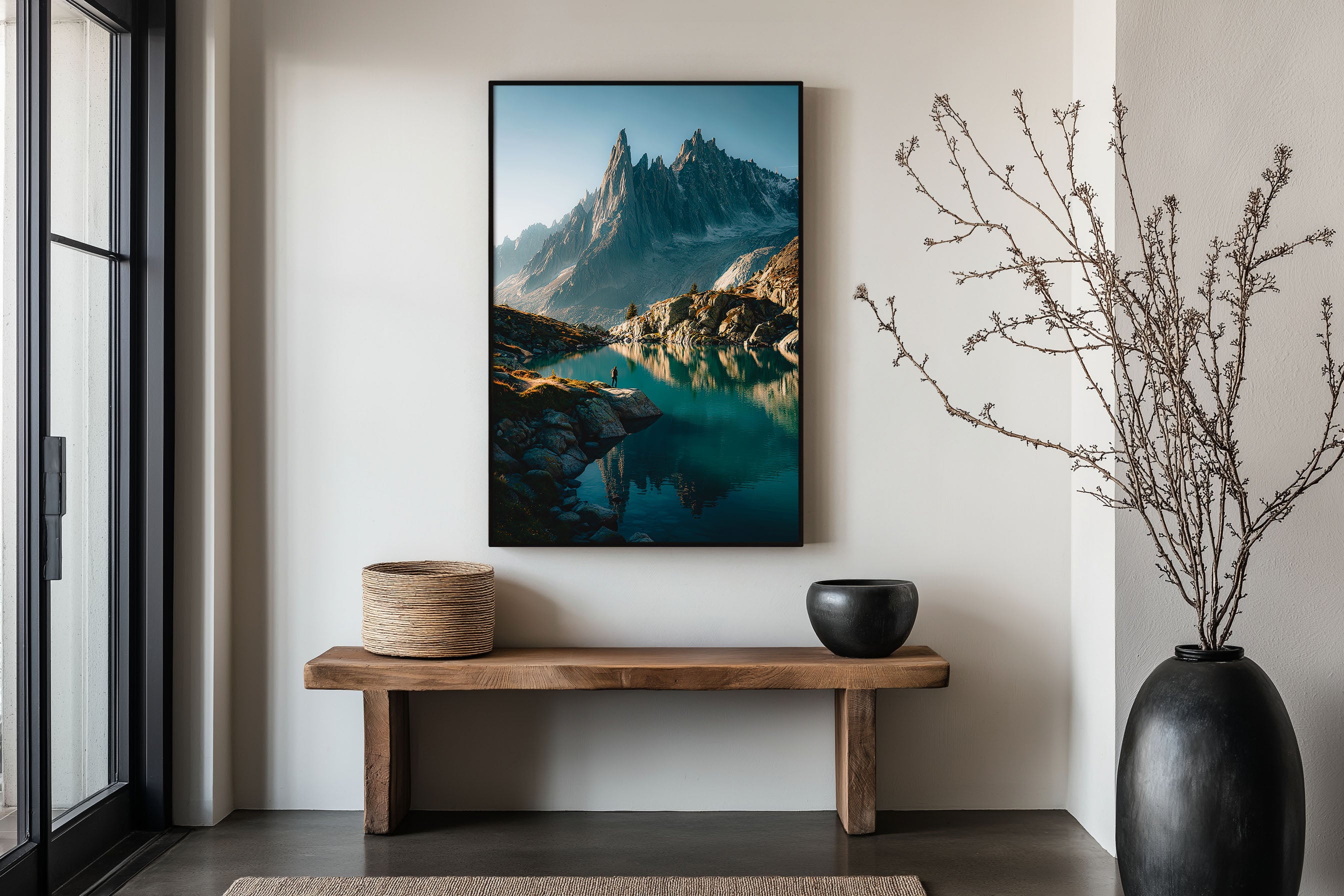 Lac Blanc Alpine Lake Hiker Wall Art Print | Chamonix Mont Blanc France Photography | Turquoise Mountain Reflection Poster