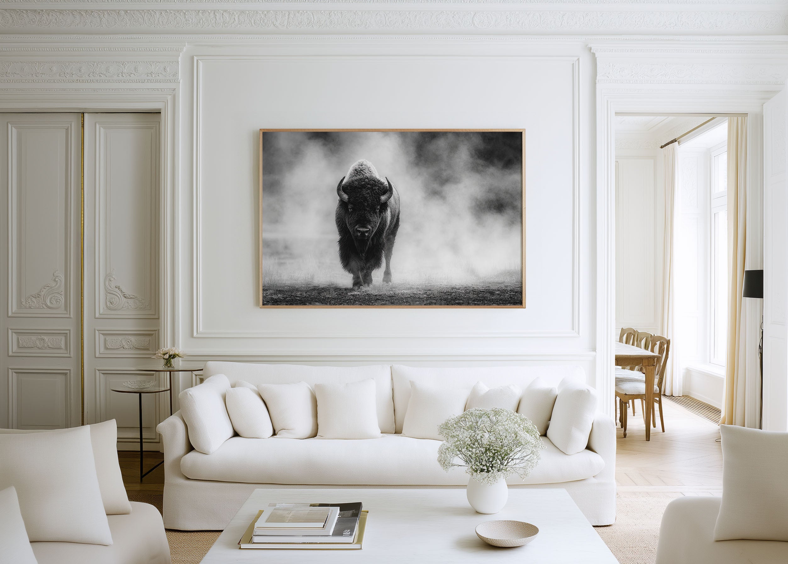 American Bison Black & White Wildlife Wall Art