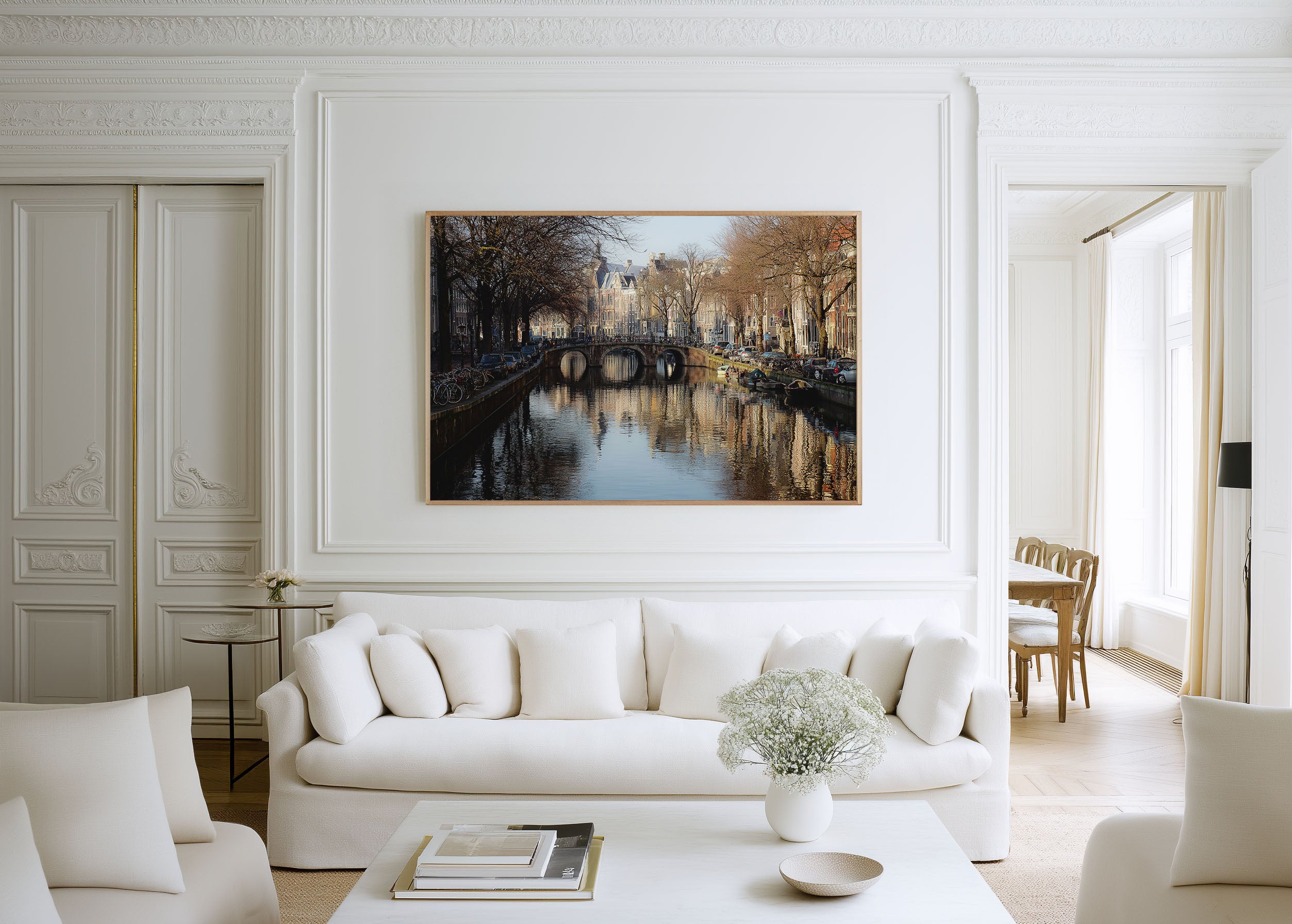 Amsterdam Canal Bridge Wall Art Print, Netherlands Historic Cityscape