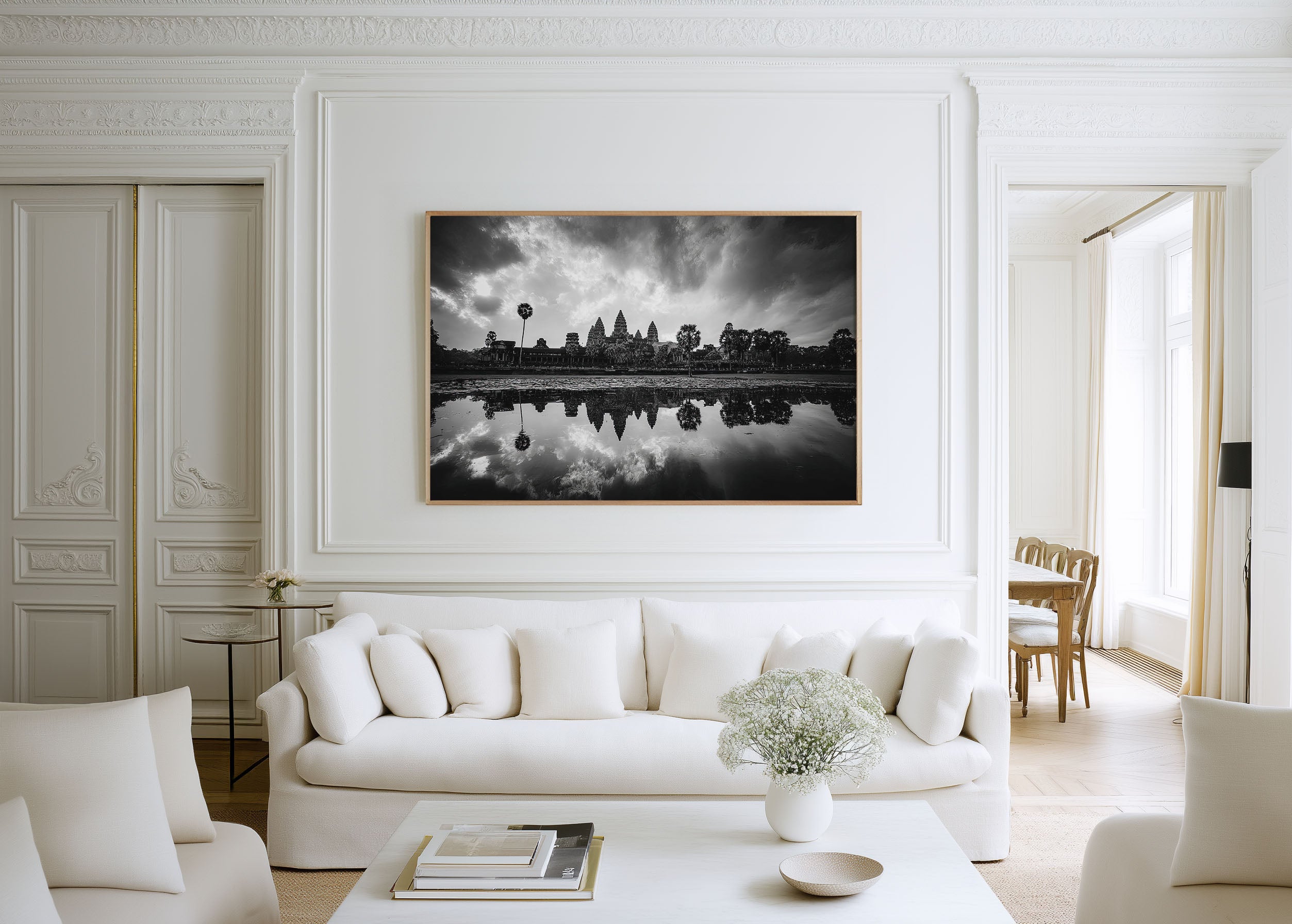 Angkor Wat Wall Art Print – Black and White Temple Photography