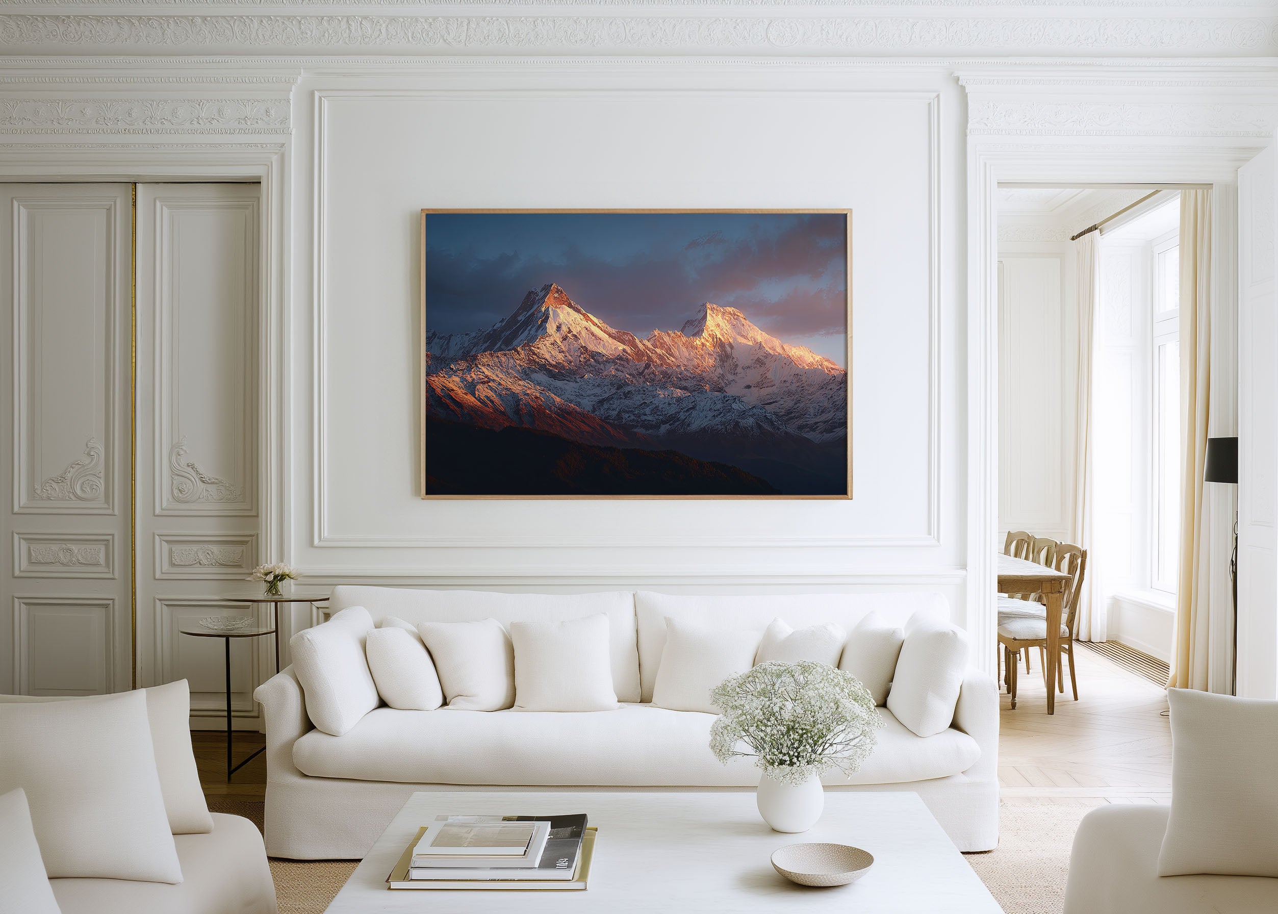 Annapurna Mountain Range Sunset Wall Art Print – Himalayan Landscape Canvas