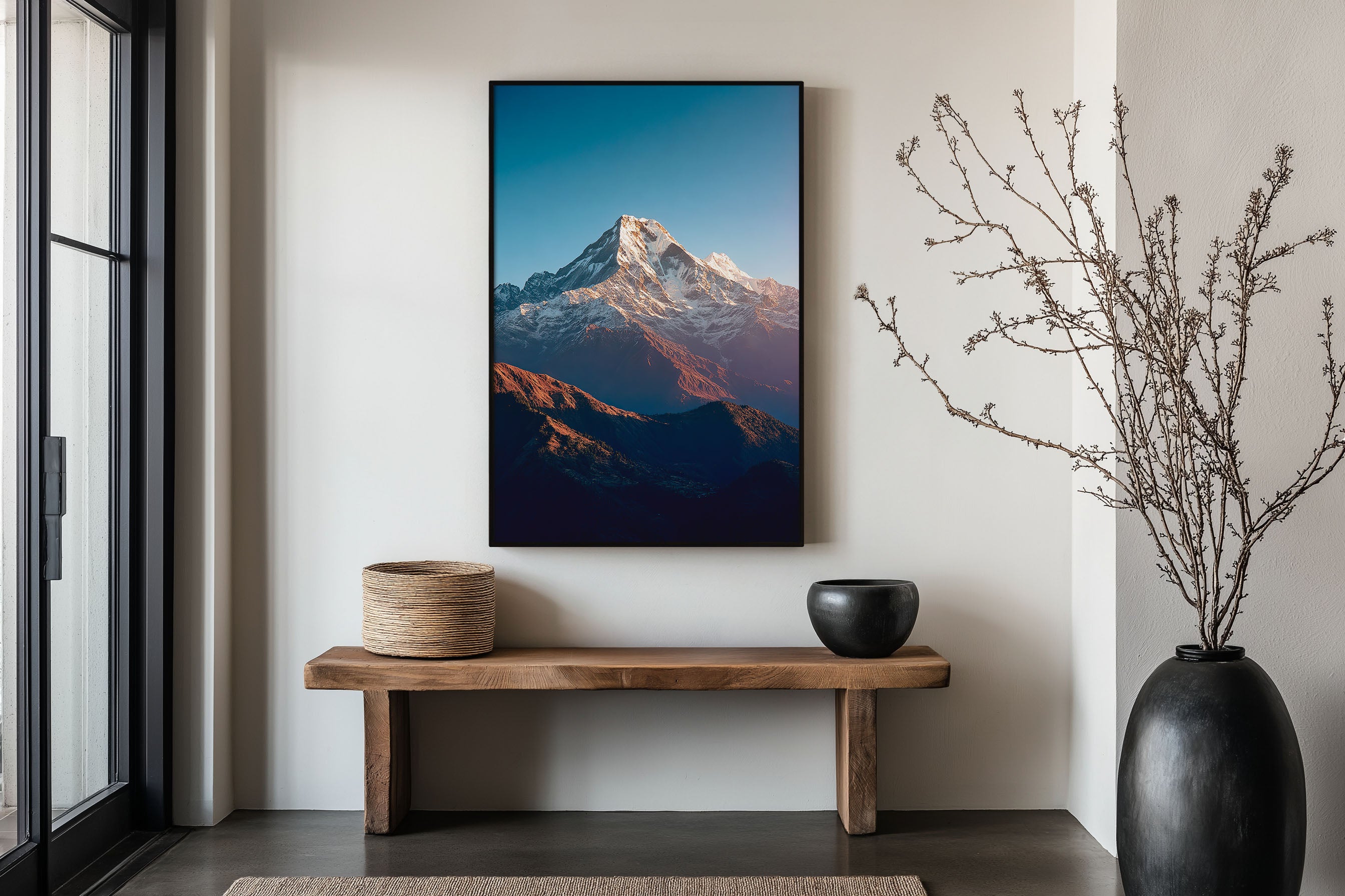 Annapurna South Wall Art Print | Nepal Himalayas Sunrise Alpenglow Photography | Himalayan Trek Travel Poster | Mountain Nature Home Decor