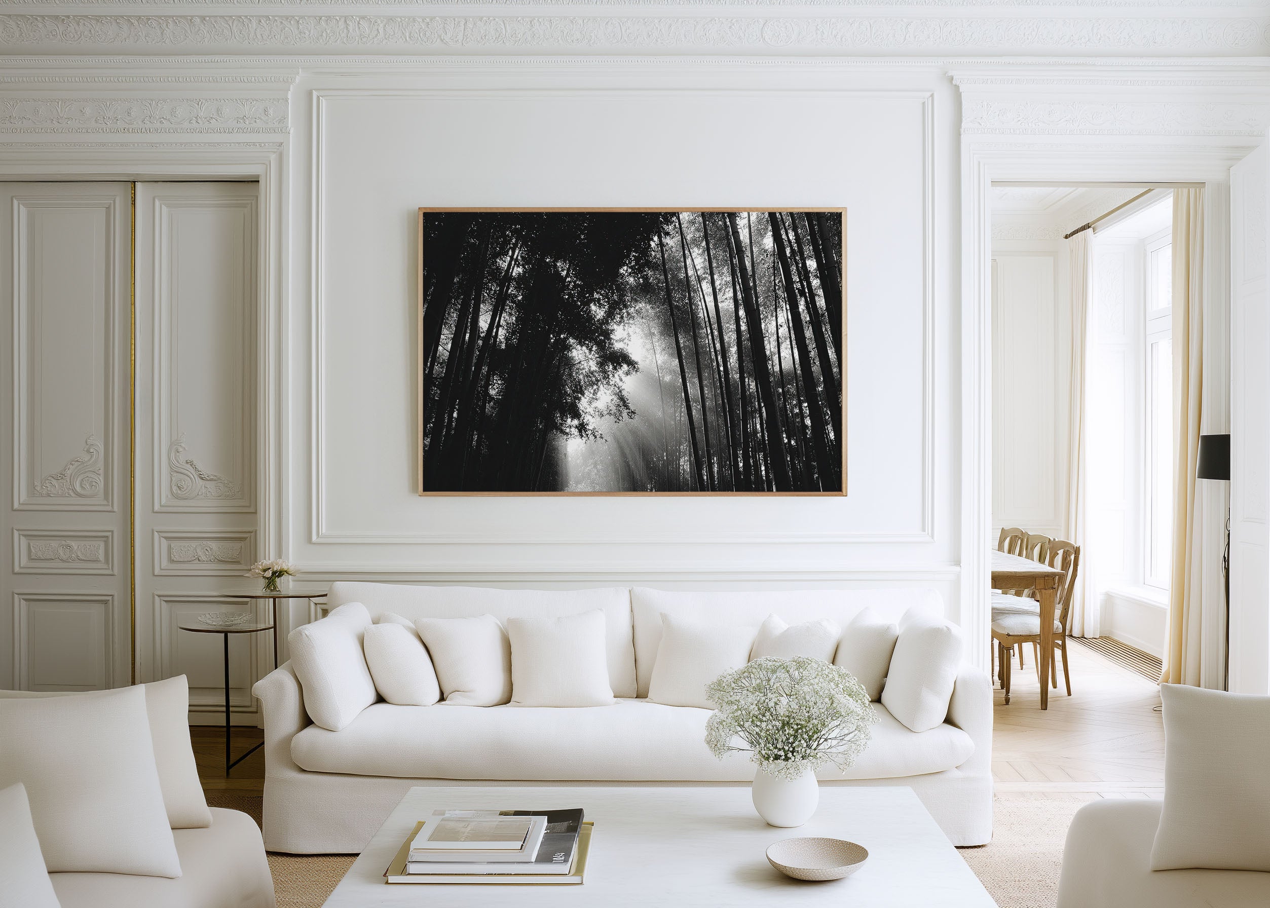 Arashiyama Bamboo Forest Kyoto Japan Wall Art Print, Black White Nature