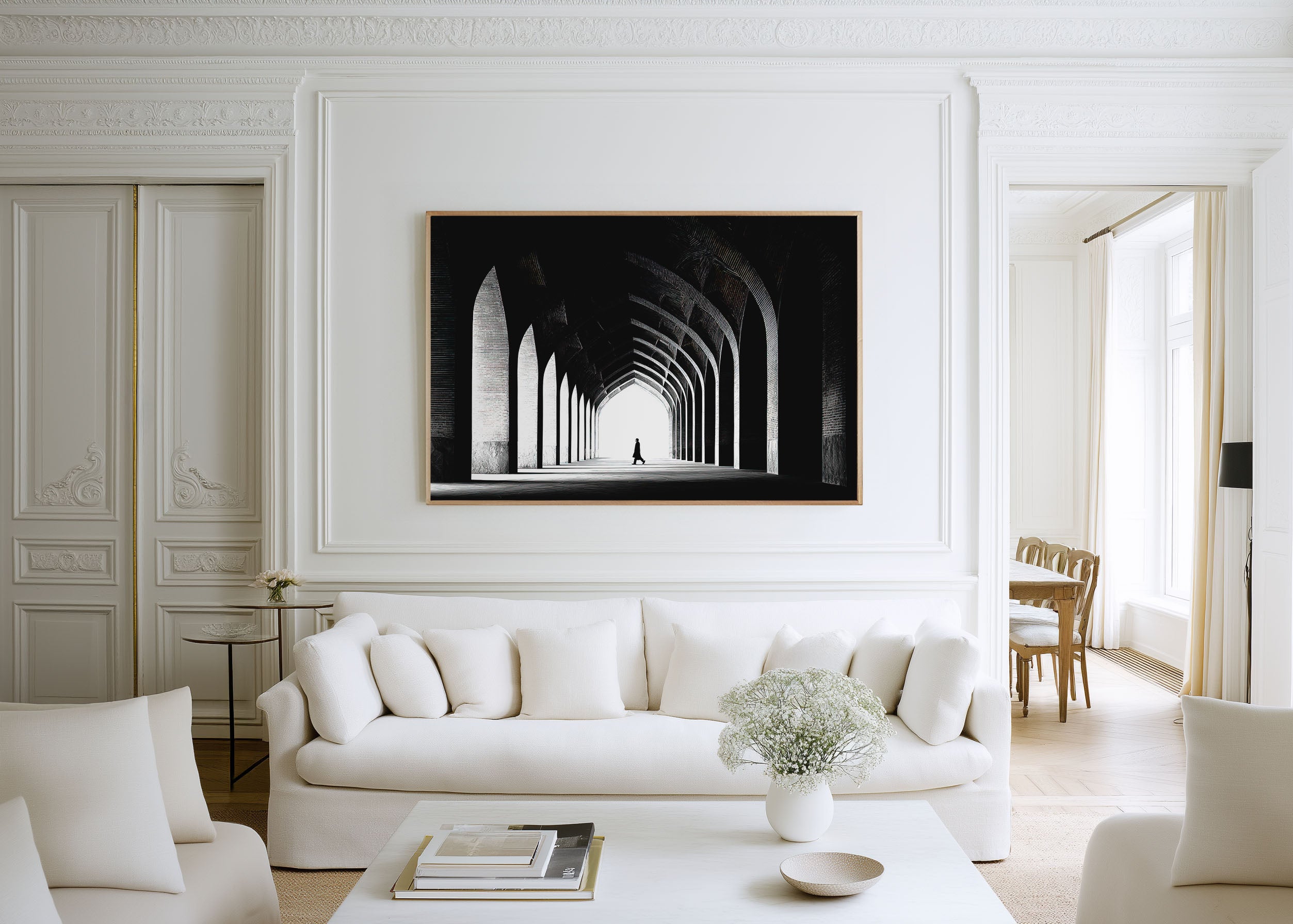 Isfahan Arched Corridor Print | Black and White Architecture Wall Art | Persian Bridge Photography