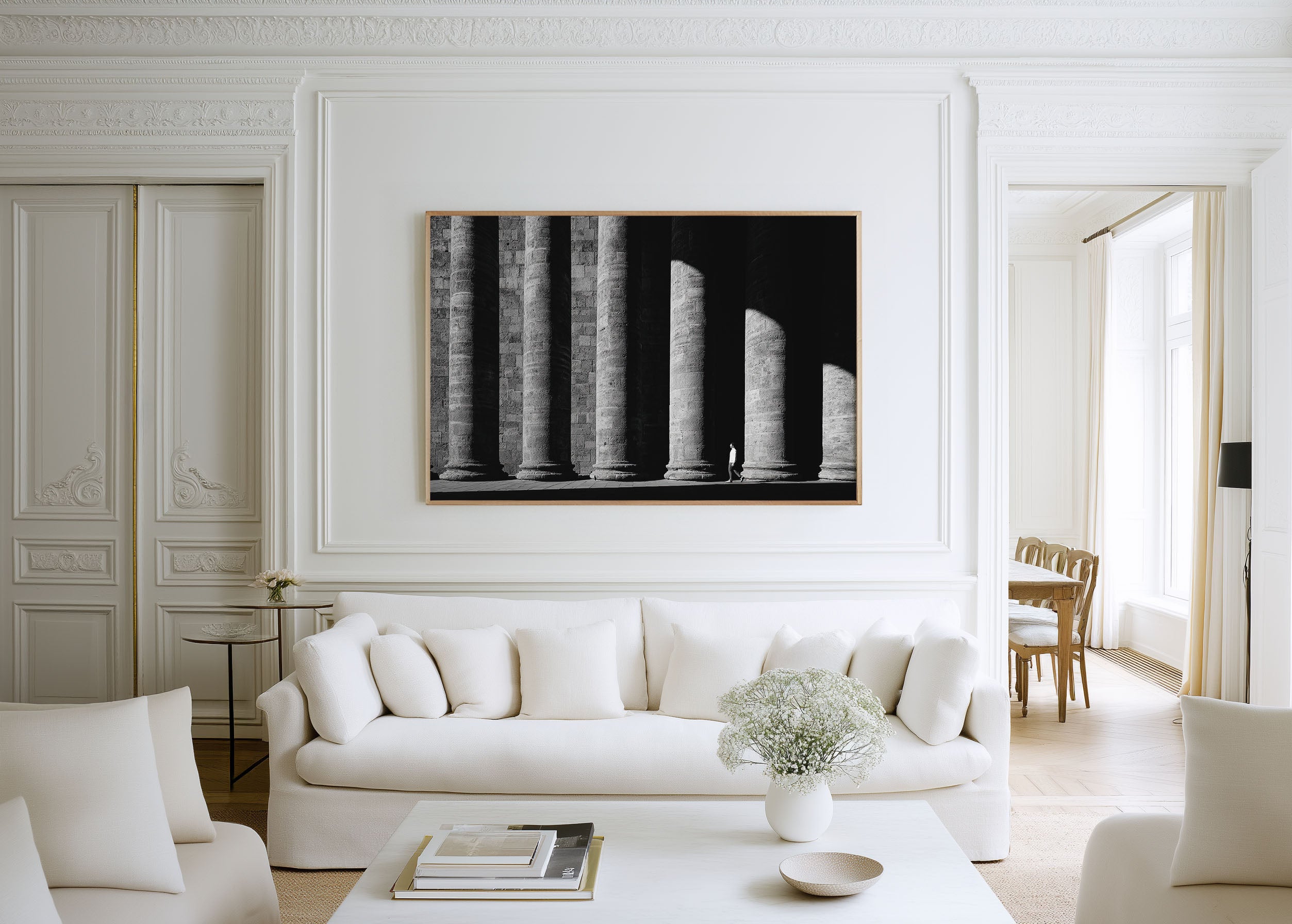 Ancient Stone Columns Architecture Print | Black and White Classical Wall Art | Rome Pantheon Photography