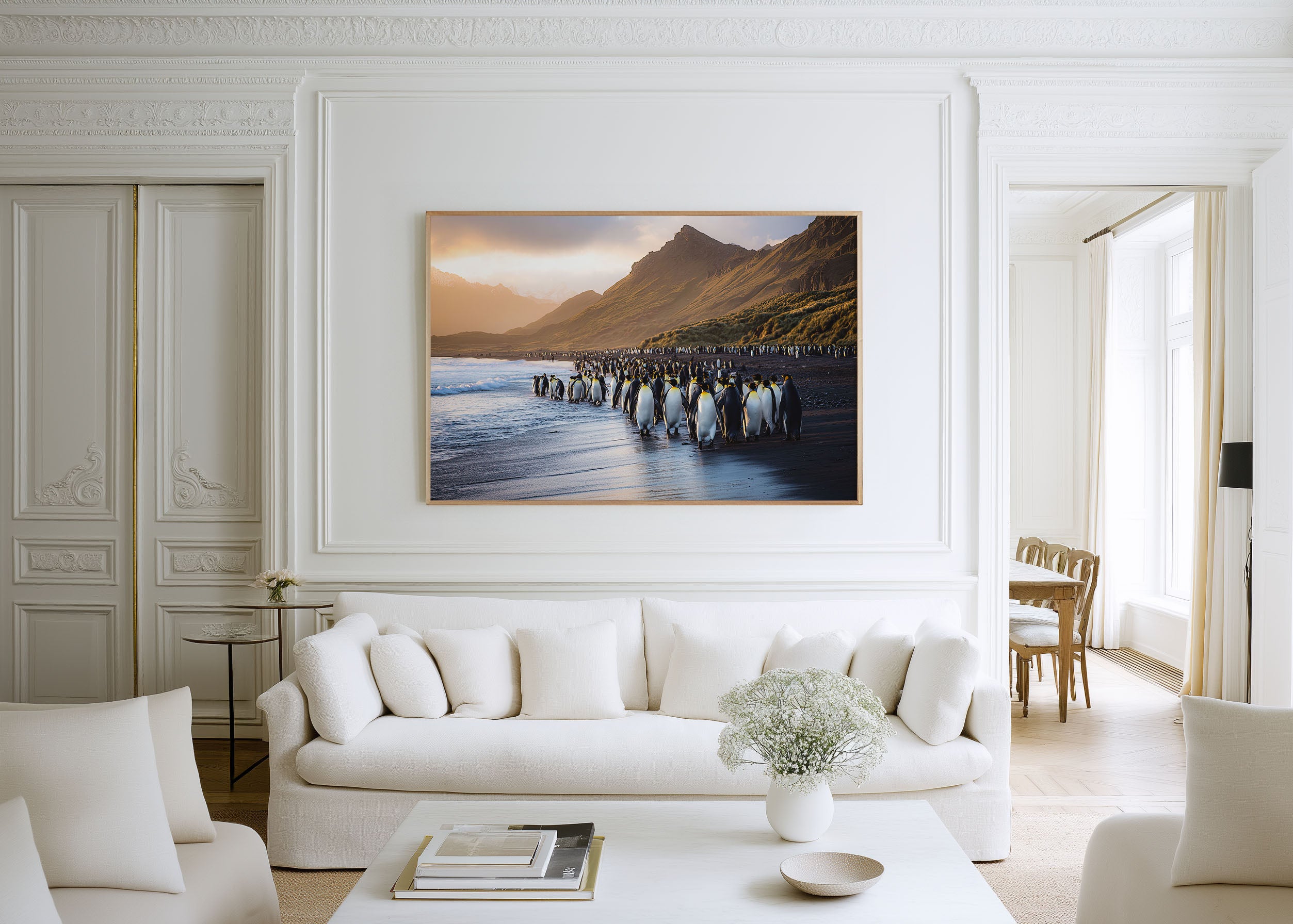 Golden March – King Penguins at South Georgia Wall Art Print
