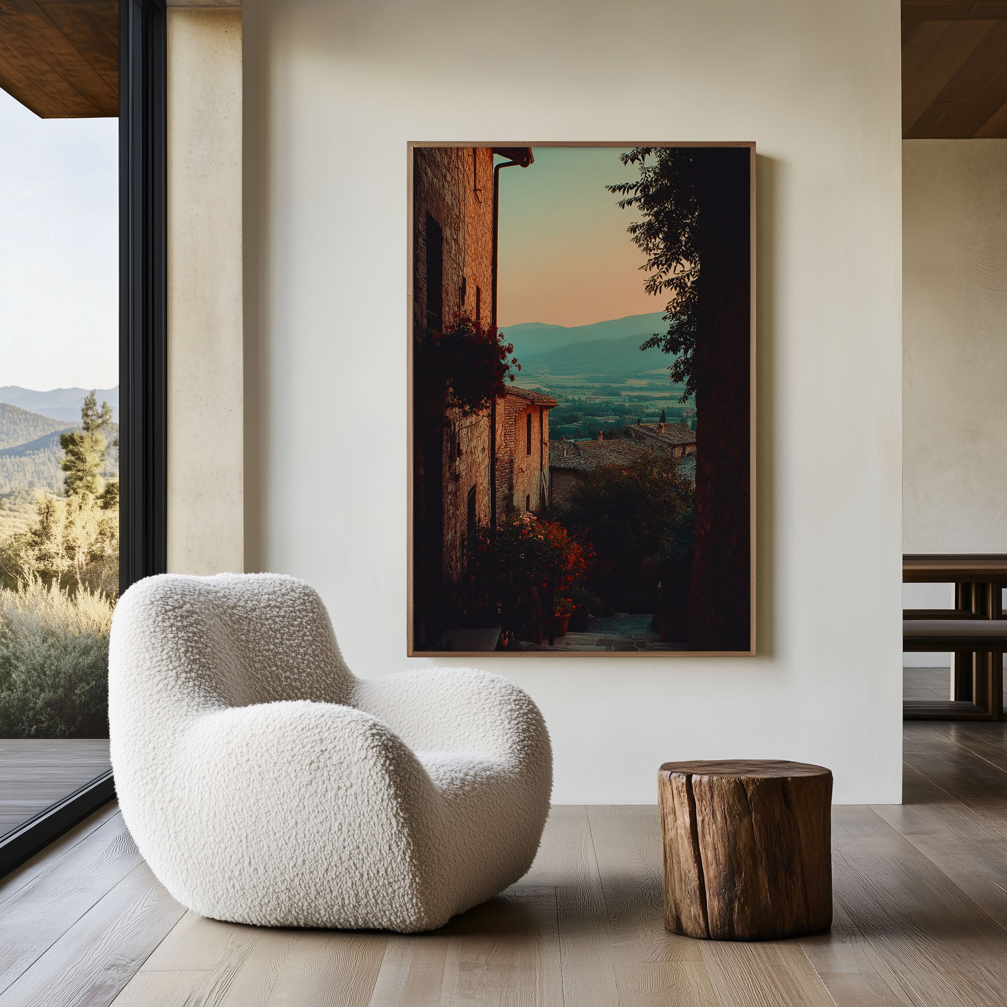 Assisi Italy Sunset Alley Wall Art | Rustic Italian Village Landscape Print