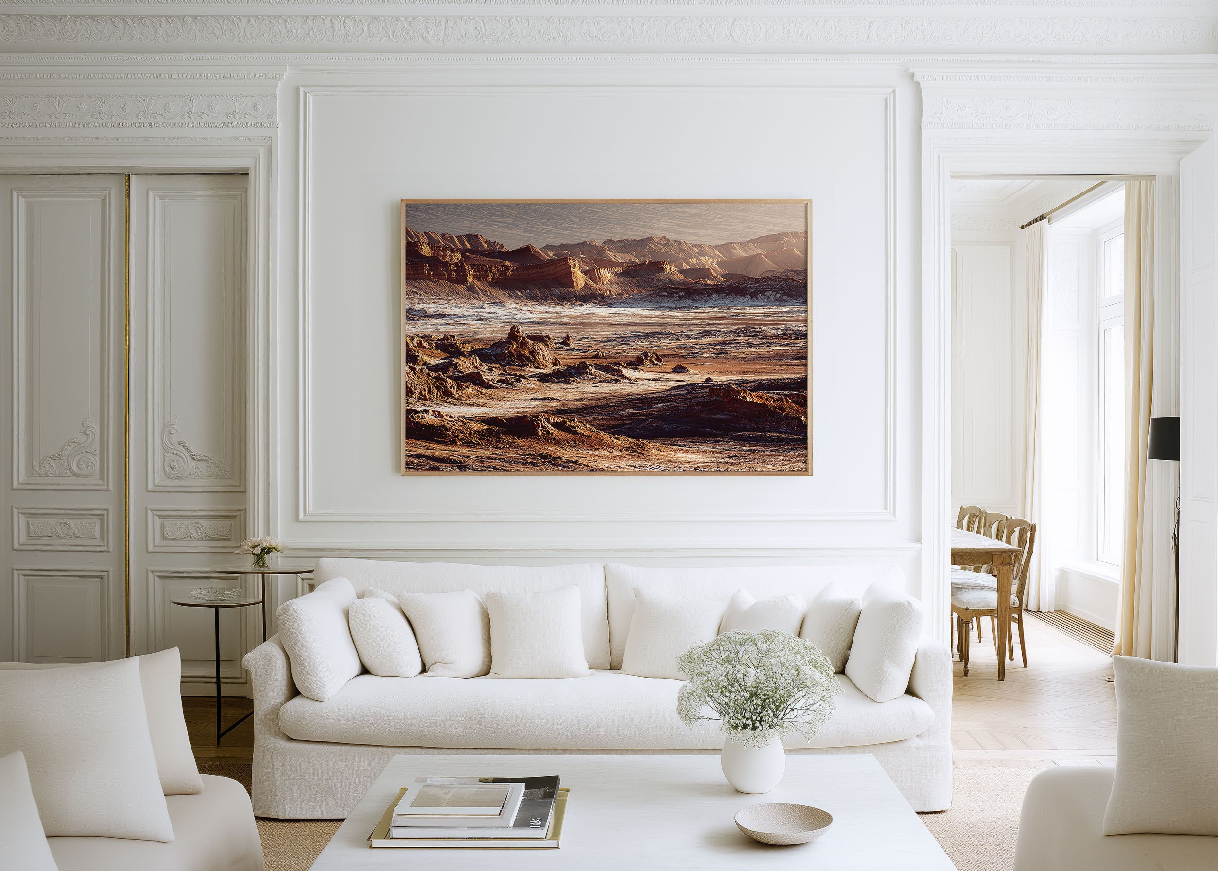Atacama Desert Wall Art – Valle de la Luna Chile Landscape Print, Dramatic Mountain Desert Photography Decor