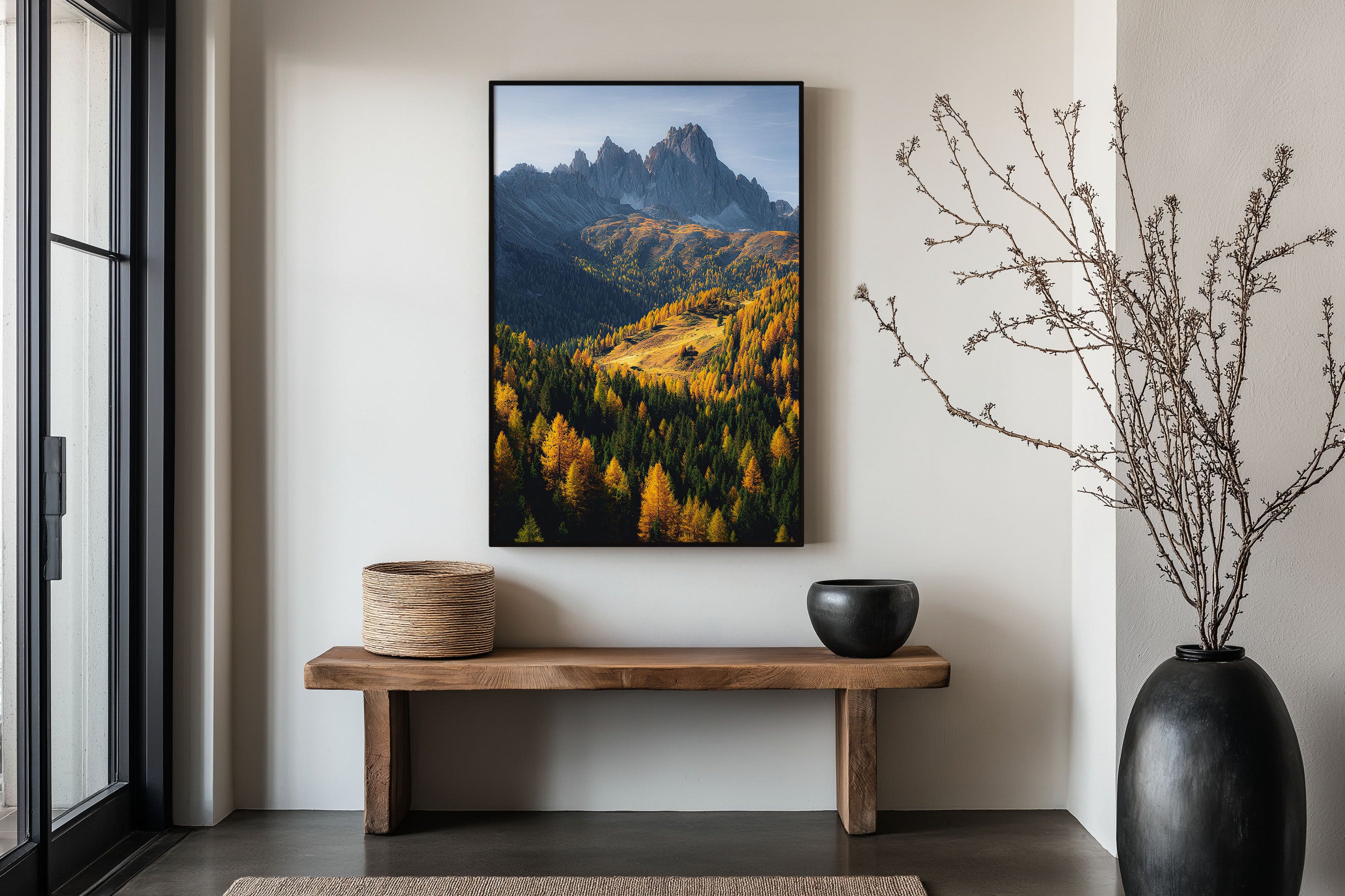 Autumn Dolomites Print | Golden Larch Forest Wall Art | Italy Mountain Landscape | Fall Nature Photography Poster