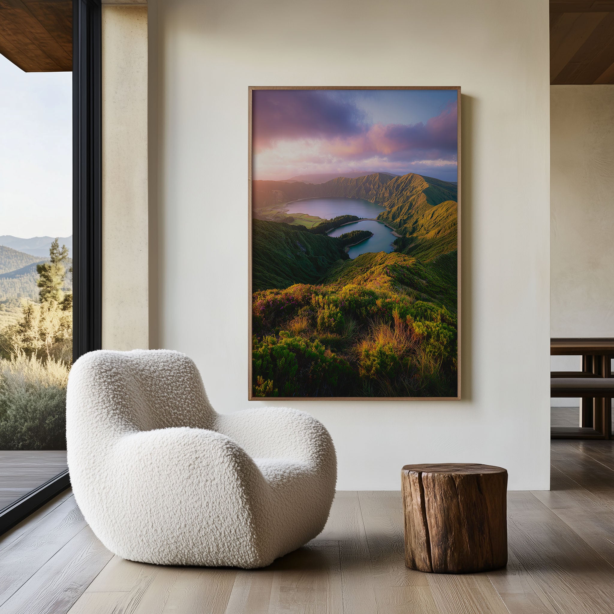 Azores Crater Lakes Wall Art – Volcanic Landscape Canvas Print, Mountain Lake Nature Decor